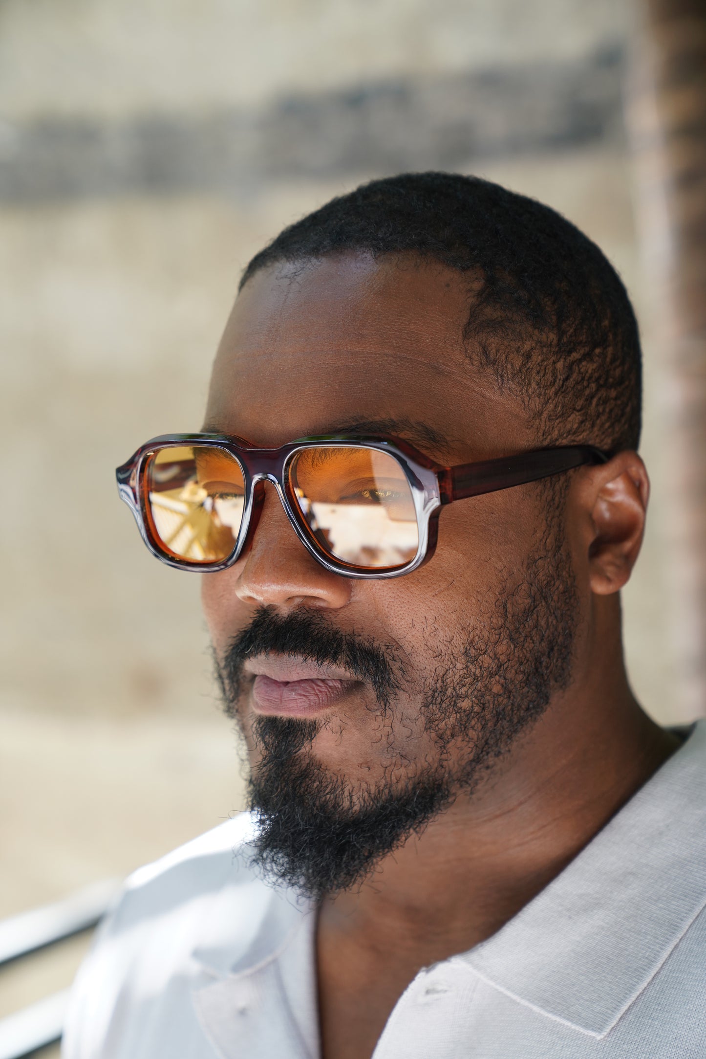 Orange Retro Square Sunglasses – Transparent Frame with Orange Lens