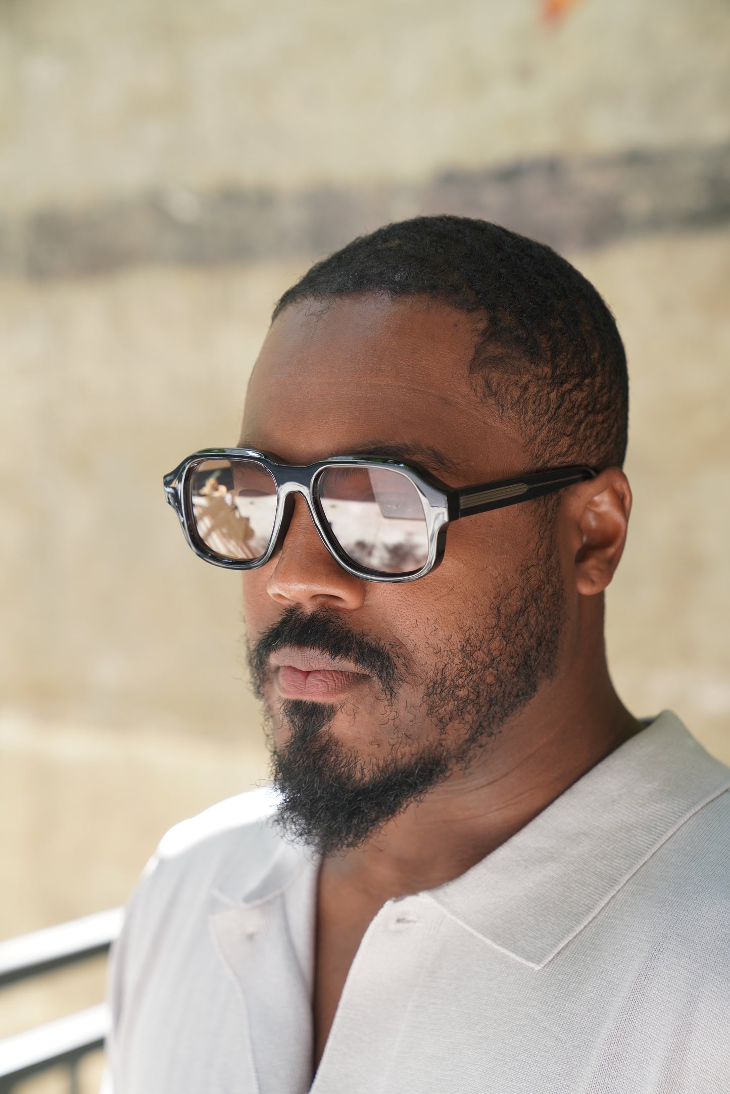 Black Retro Square Sunglasses – Transparent Frame with Brown Lens