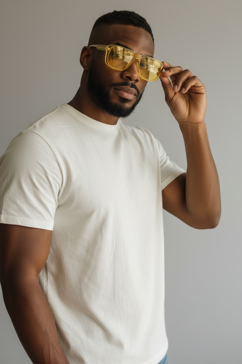 Retro Yellow Square Sunglasses | Unisex Oversized Shades | Vintage Transparent Frame UV400 Protection Eyewear