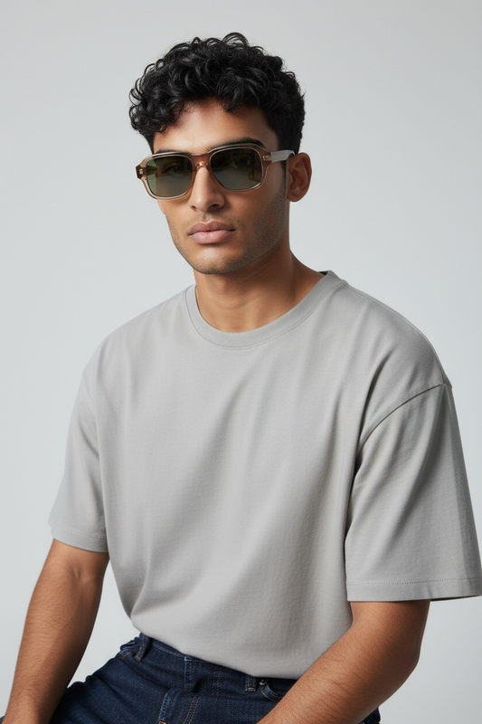 Classy Dusty Pink Aviator Square Sunglasses | Unisex Oversized Shades | Vintage Transparent Frame UV400 Protection Eyewear (Copy)