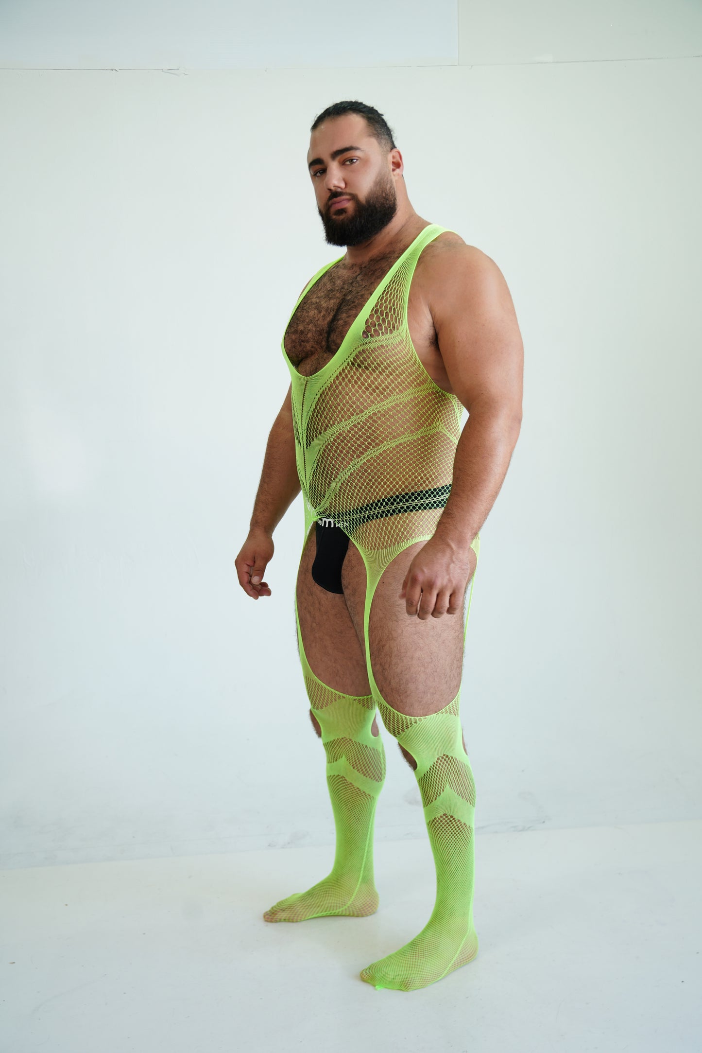 Green Hollow Fishnet Bodysuit