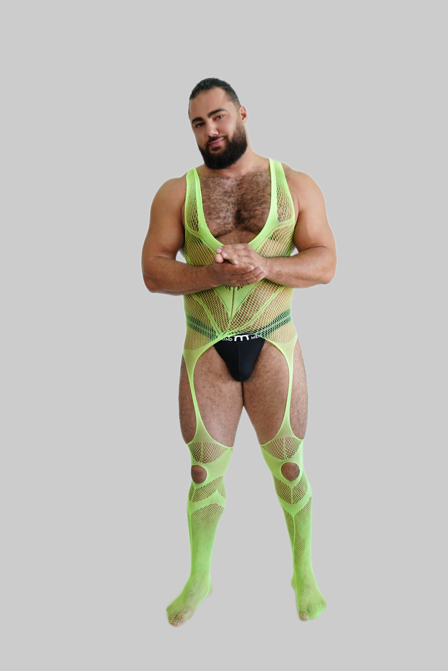 Green Hollow Fishnet Bodysuit