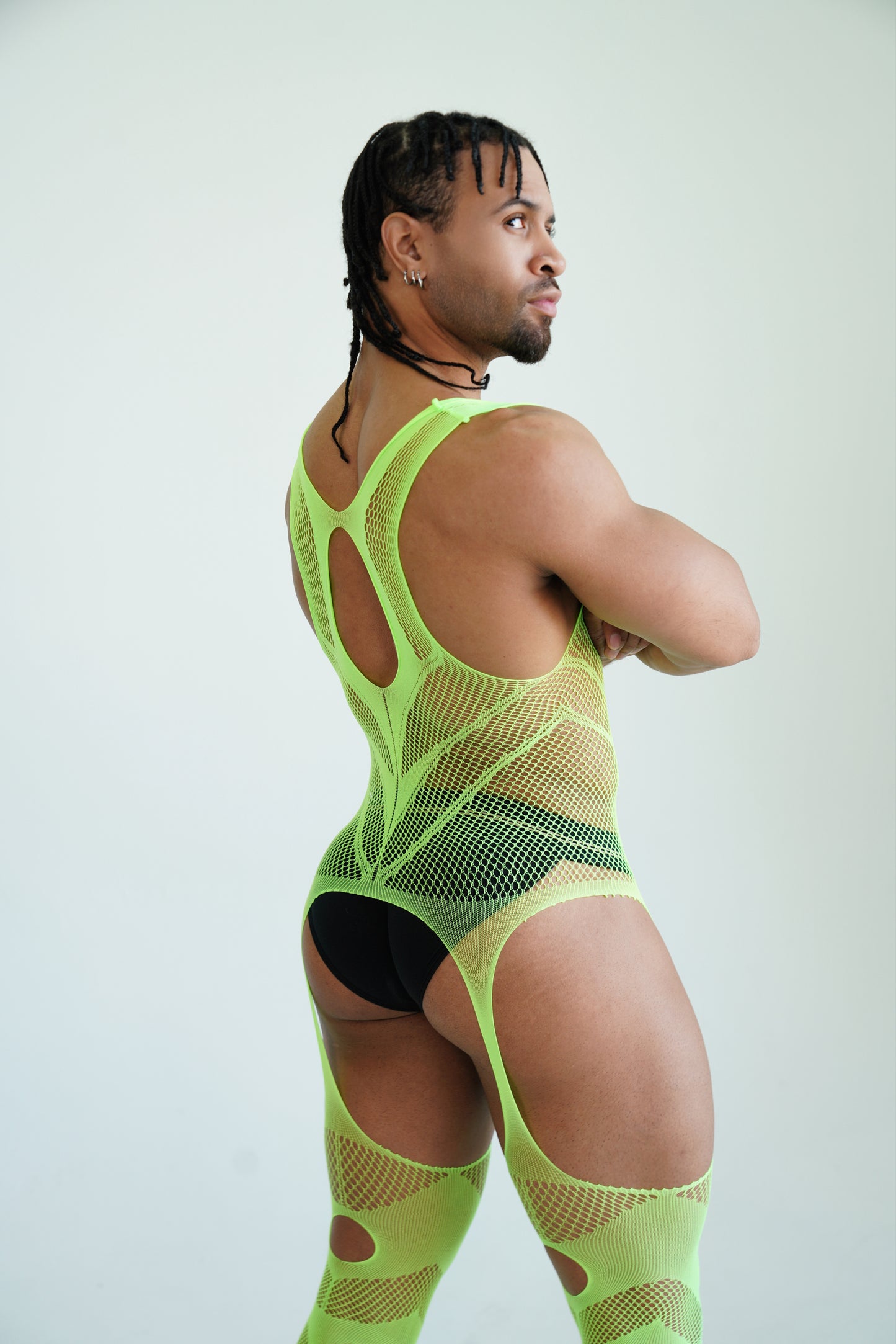 Bottom Gradient Nude Hollow Fishnet Bodysuit