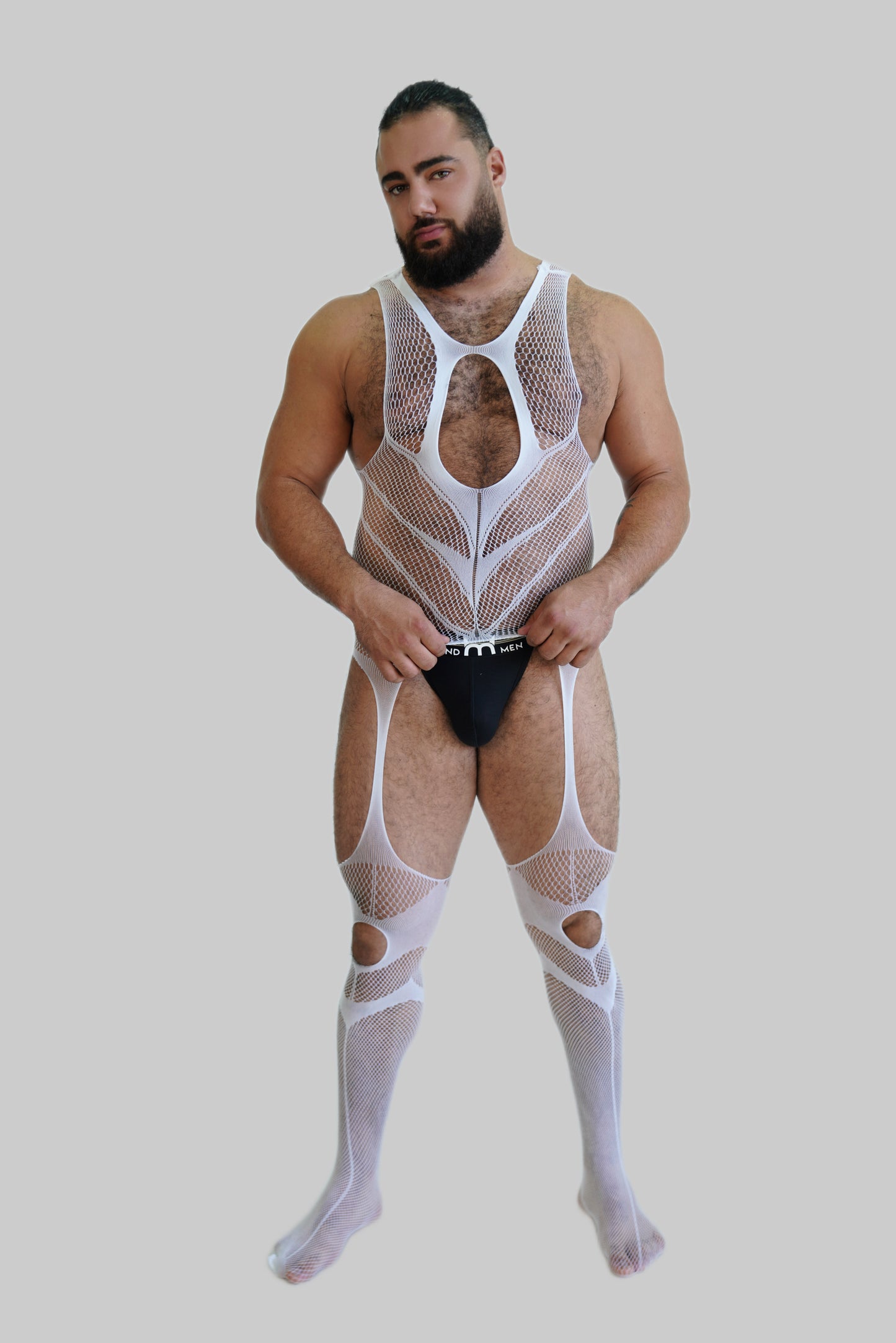 White Hollow Fishnet Bodysuit