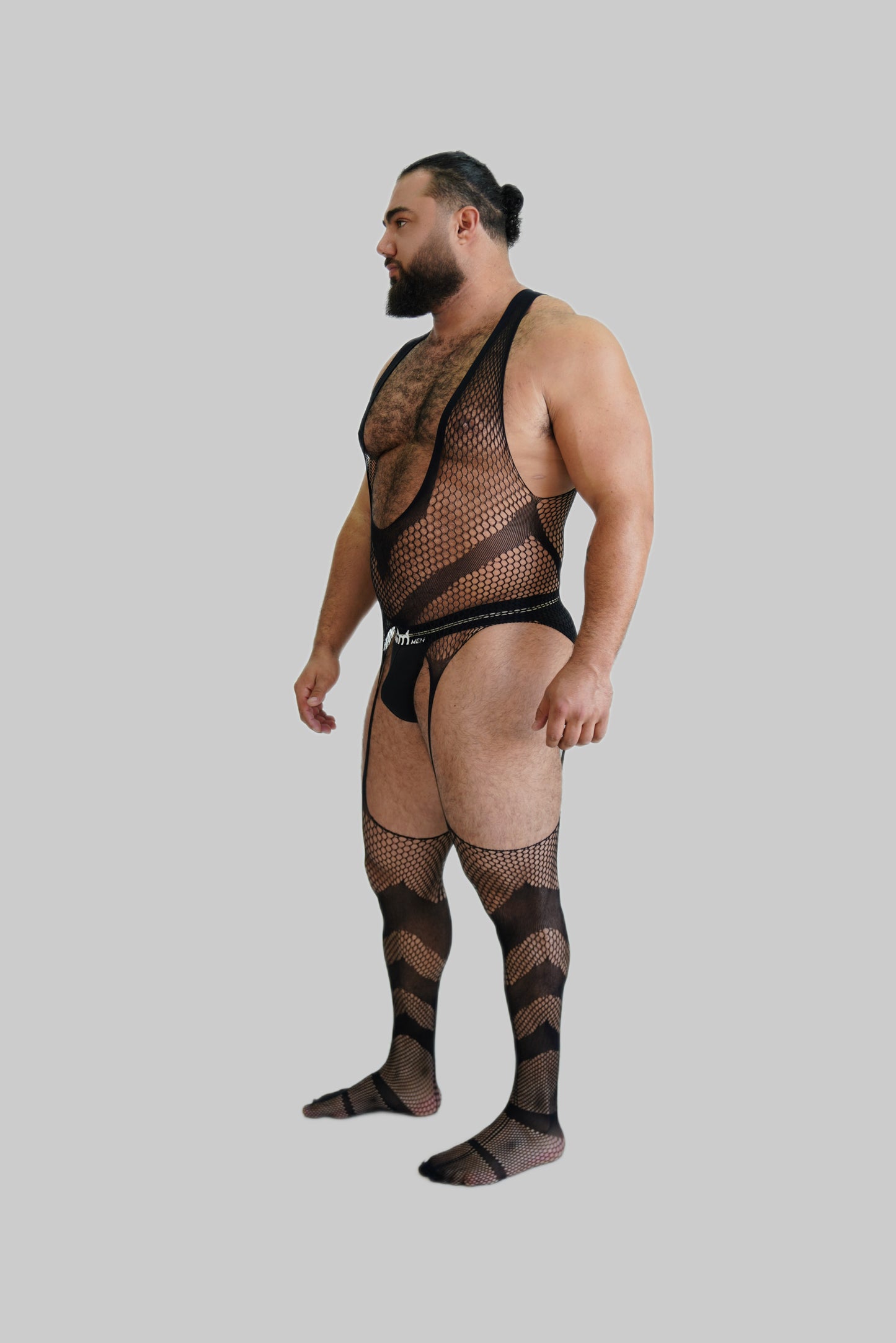 Hollow V Fishnet Bodysuit