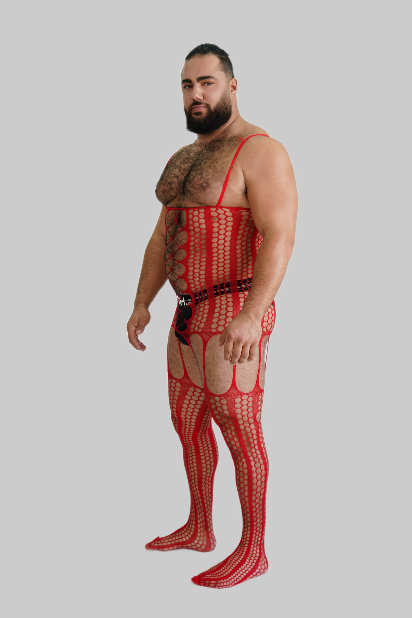 Red Garter Fishnet Bodysuit