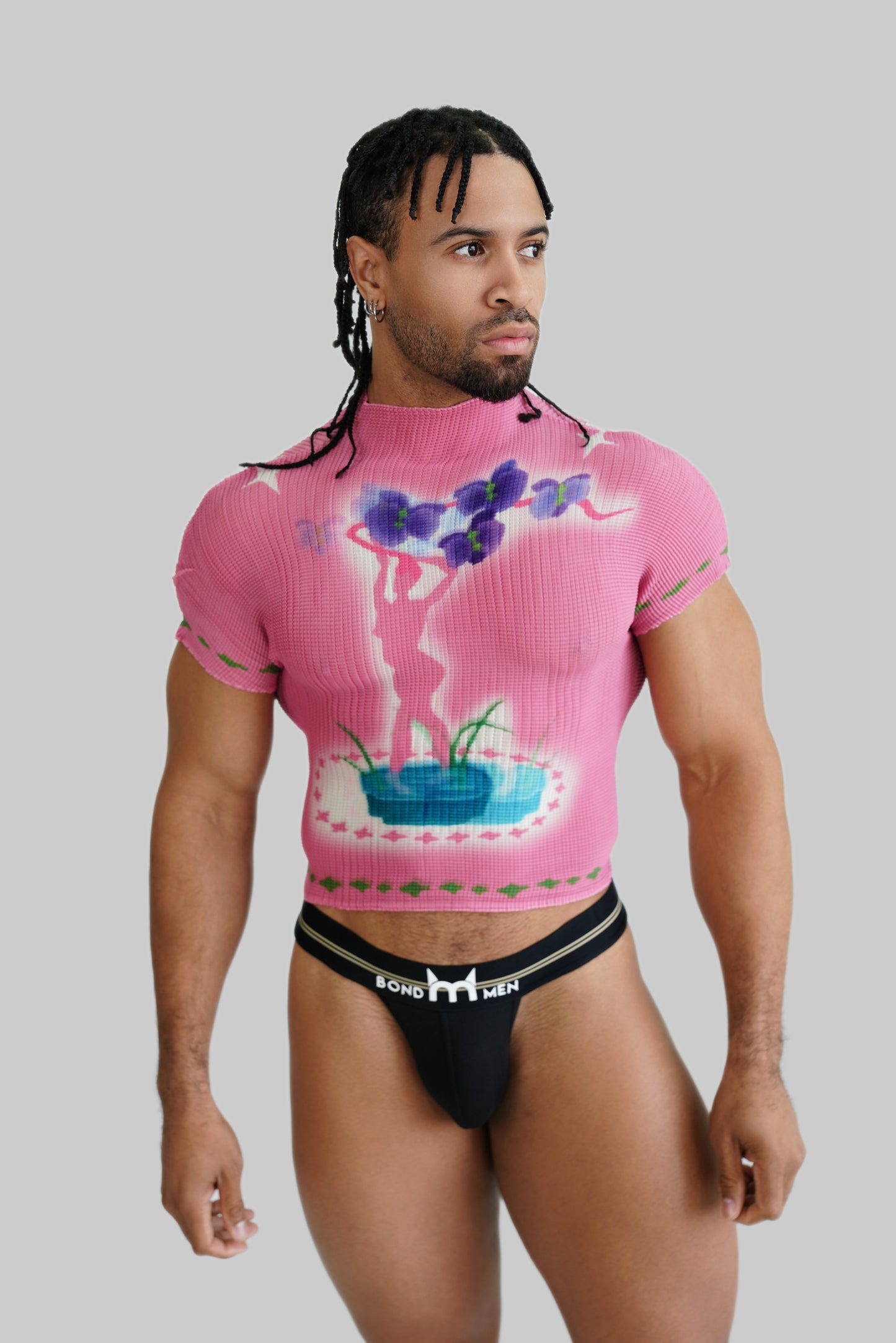 Y2K Pink Waffle Mens Top