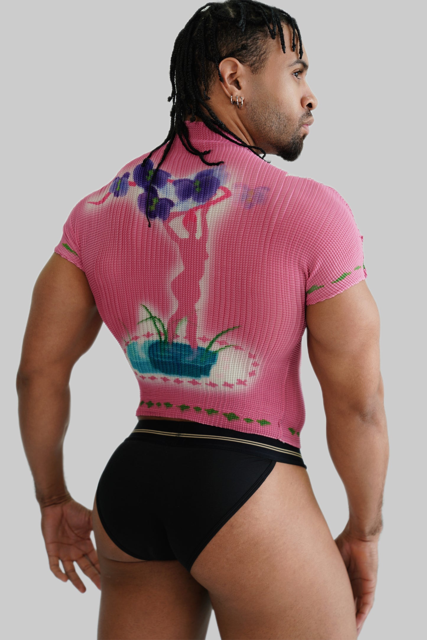 Y2K Pink Waffle Mens Top