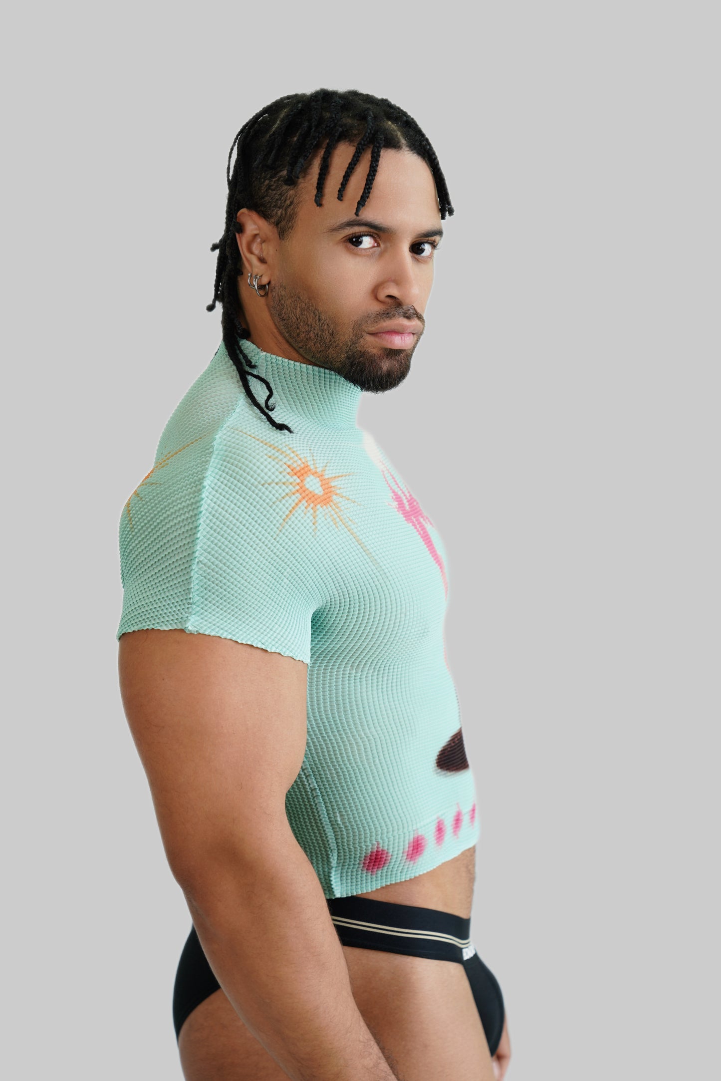 Y2K Mint Waffle Mens Top