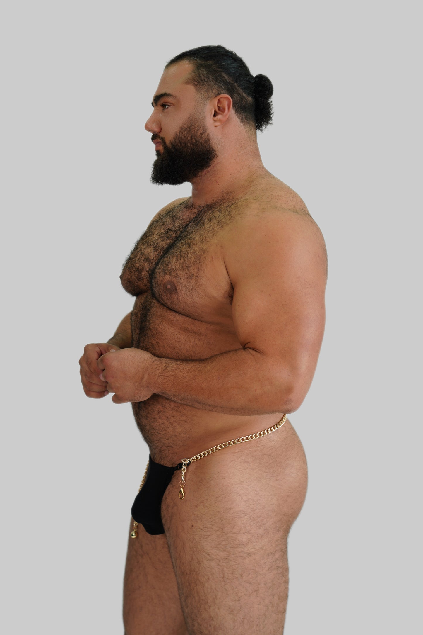 Bond Men Black Cotton [Gold/Silver] Chain G-String