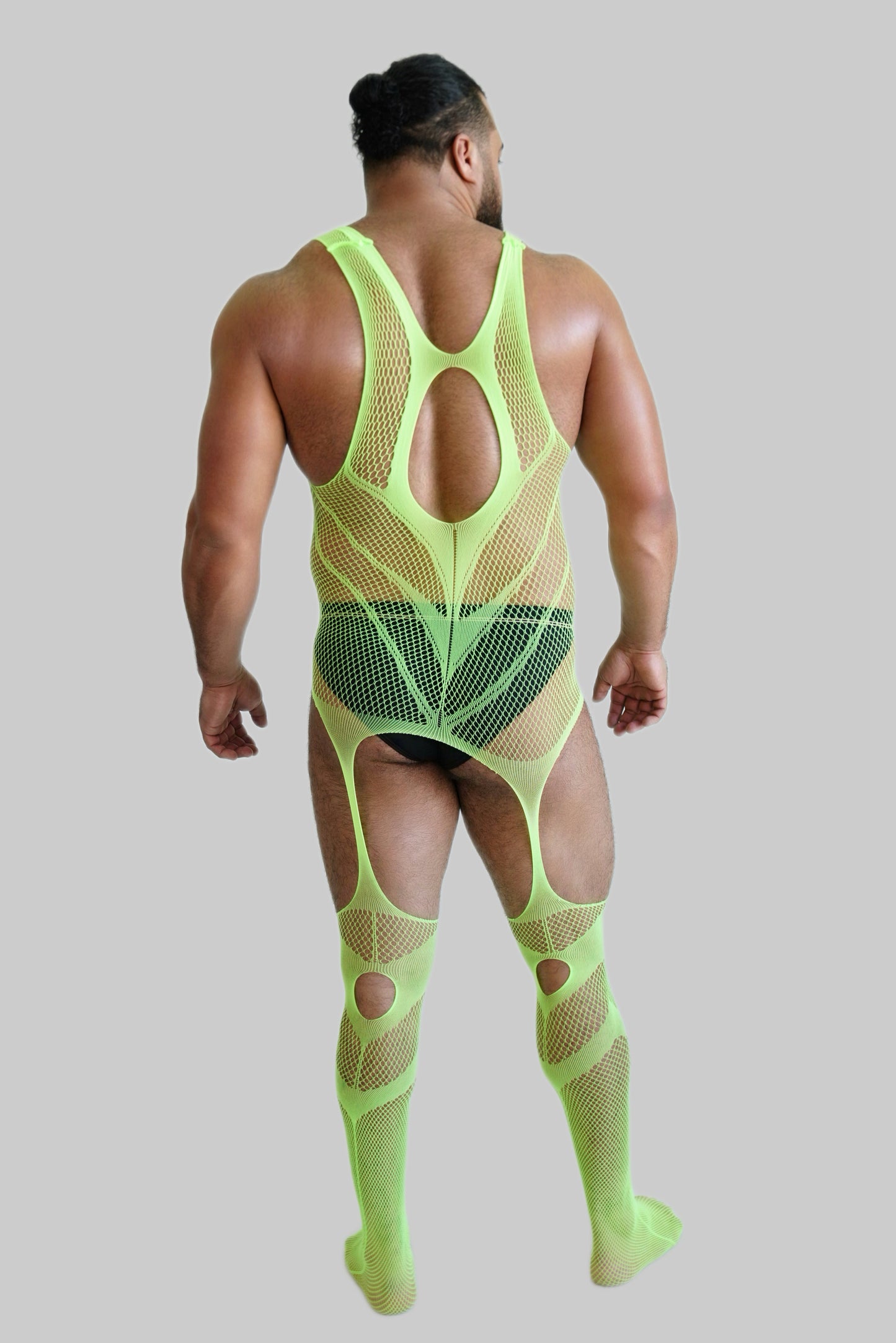 Green Hollow Fishnet Bodysuit