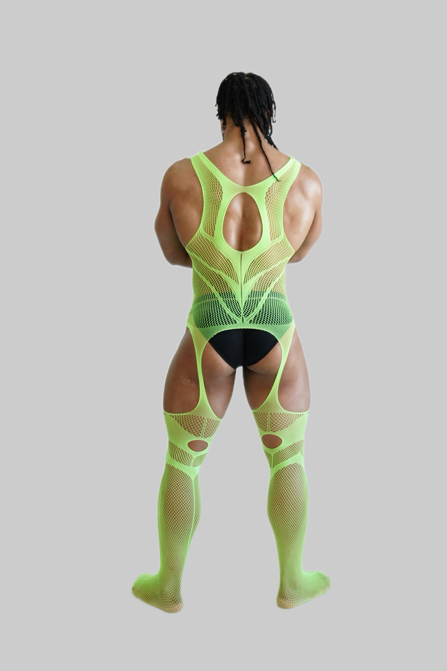 Green Hollow Fishnet Bodysuit