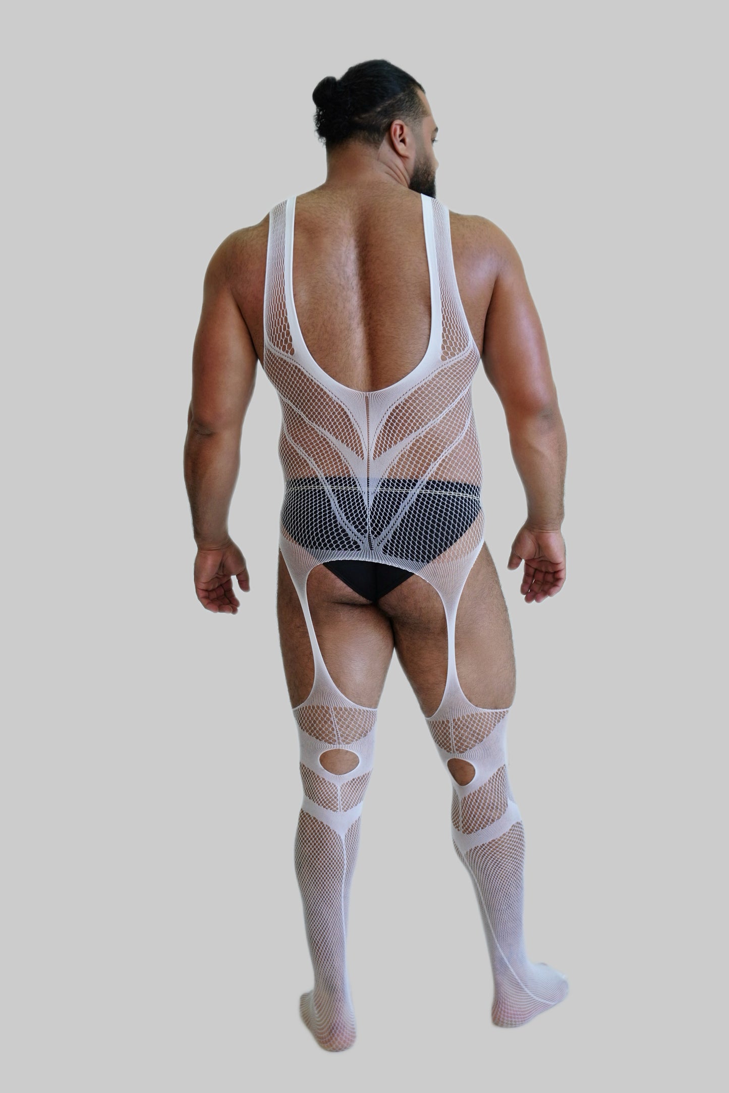 White Hollow Fishnet Bodysuit