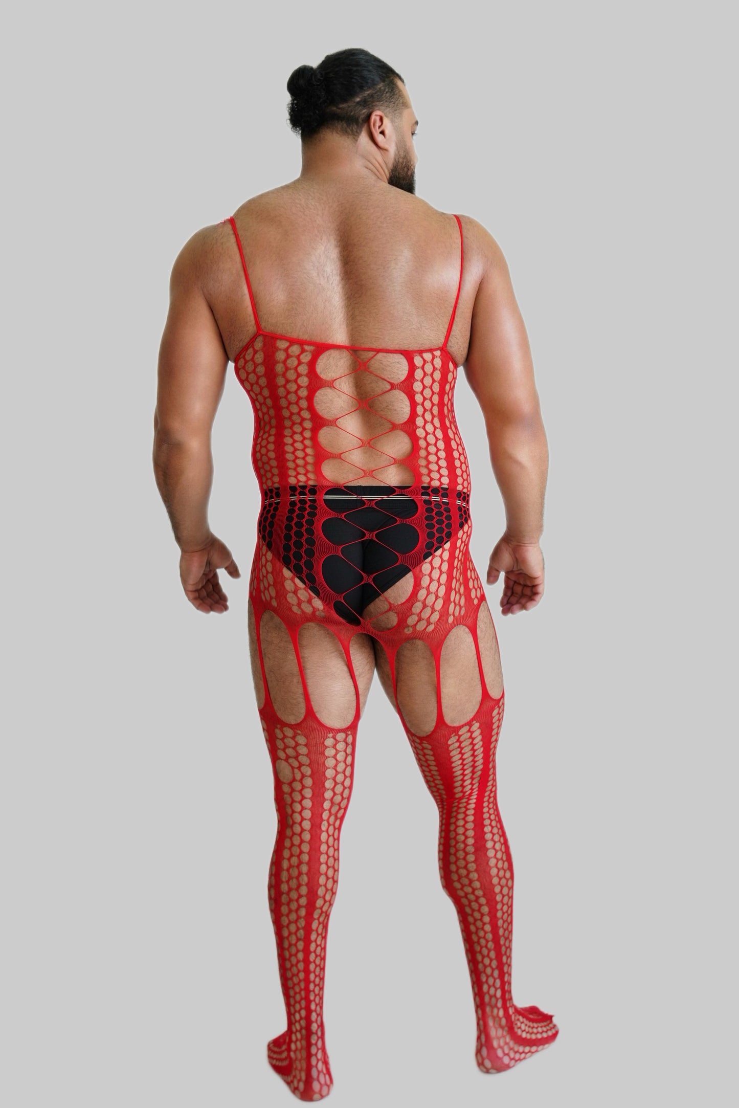 Red Garter Fishnet Bodysuit