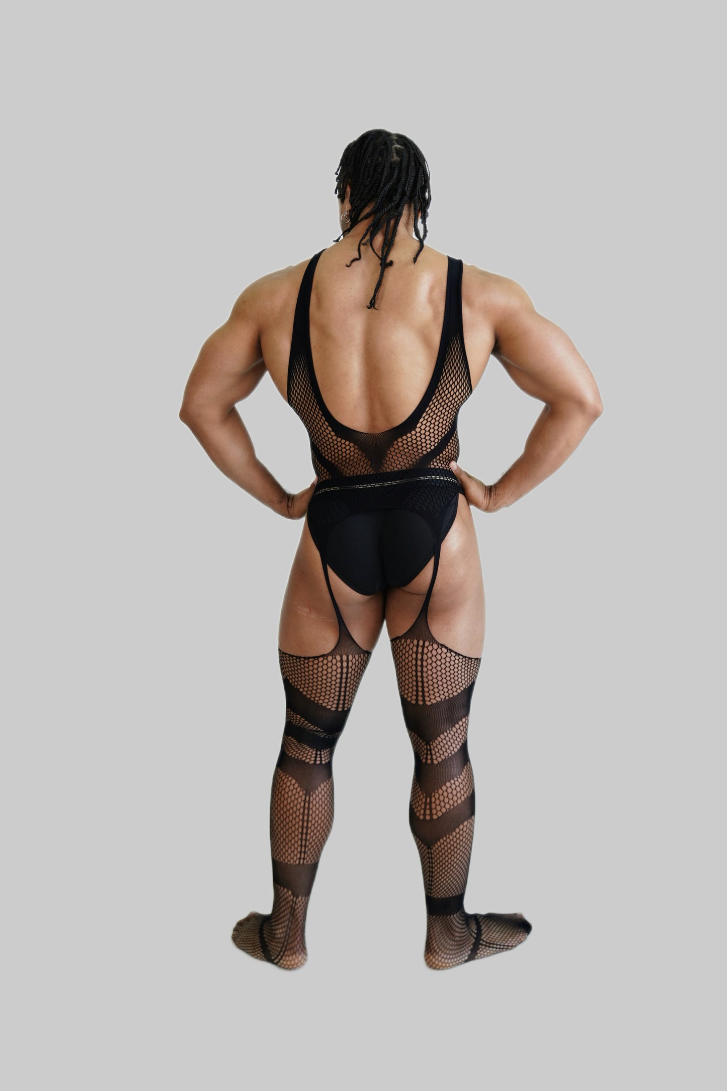 Hollow V Fishnet Bodysuit