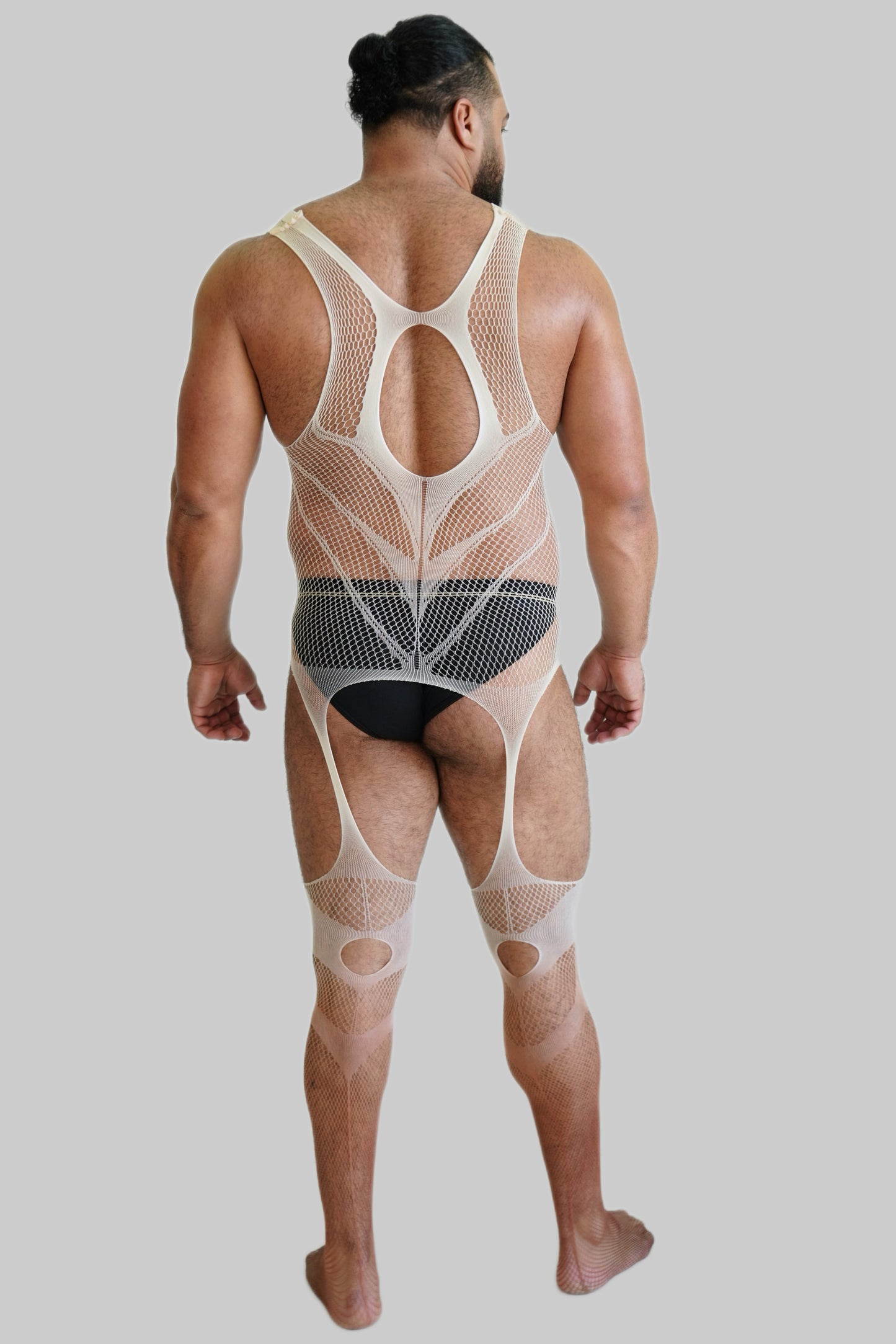Bottom Gradient Nude Hollow Fishnet Bodysuit