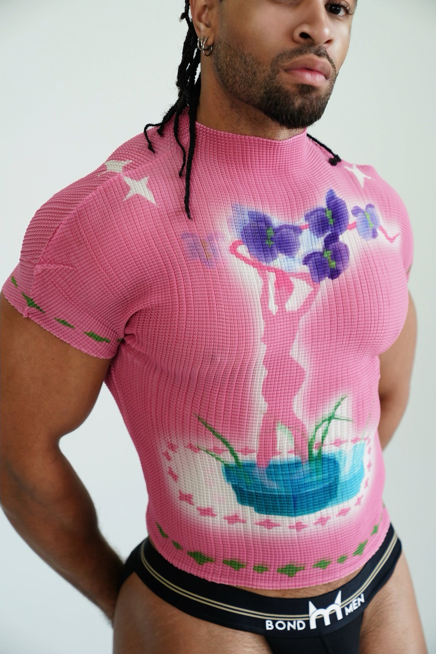 Y2K Pink Waffle Mens Top