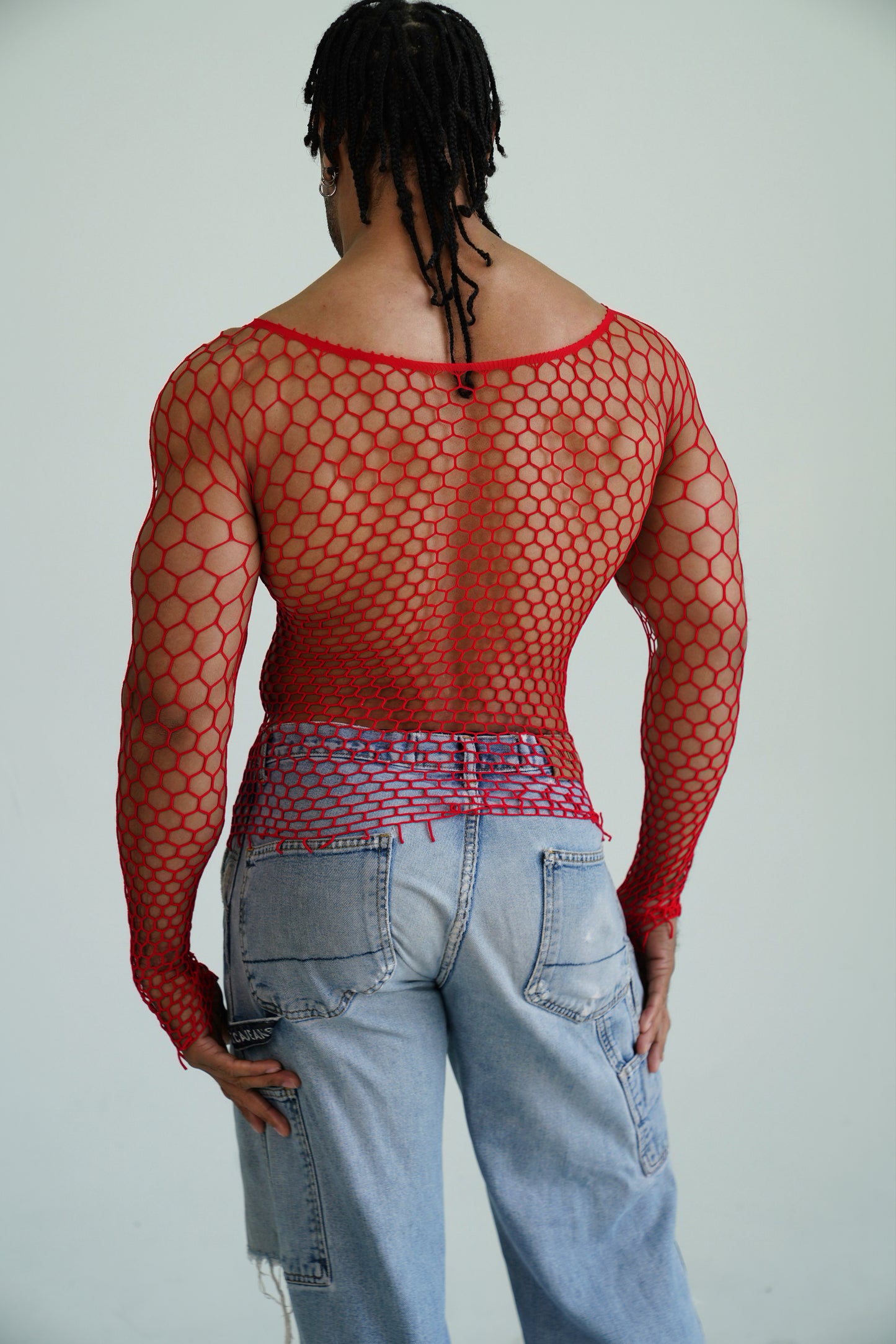 Red Fishnet Body Sock Shirt