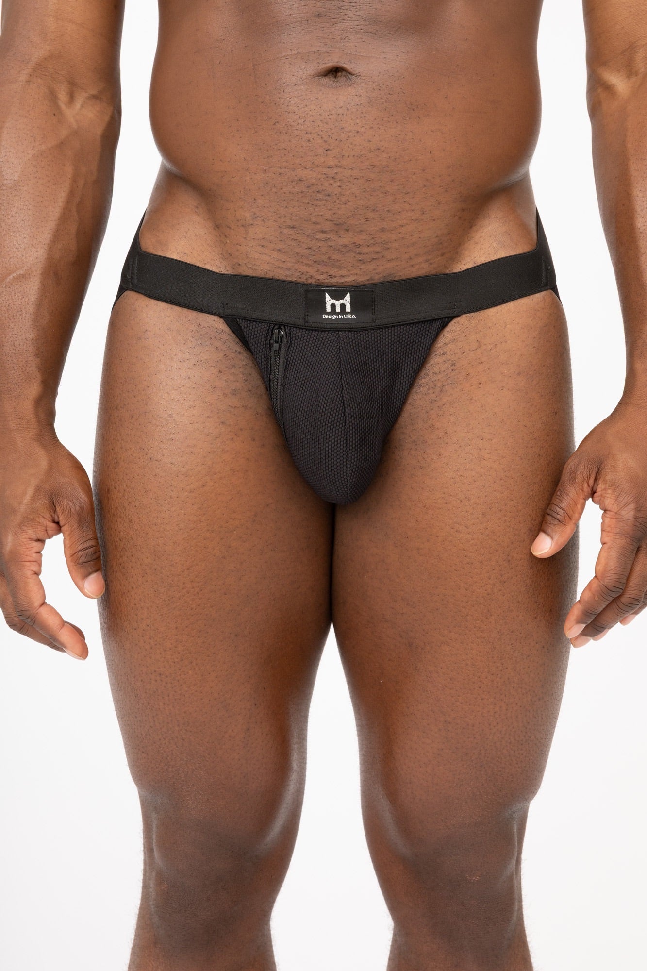 Men's Black Jock Strap Side Zipper Closure Fashion and Athletic Underwear