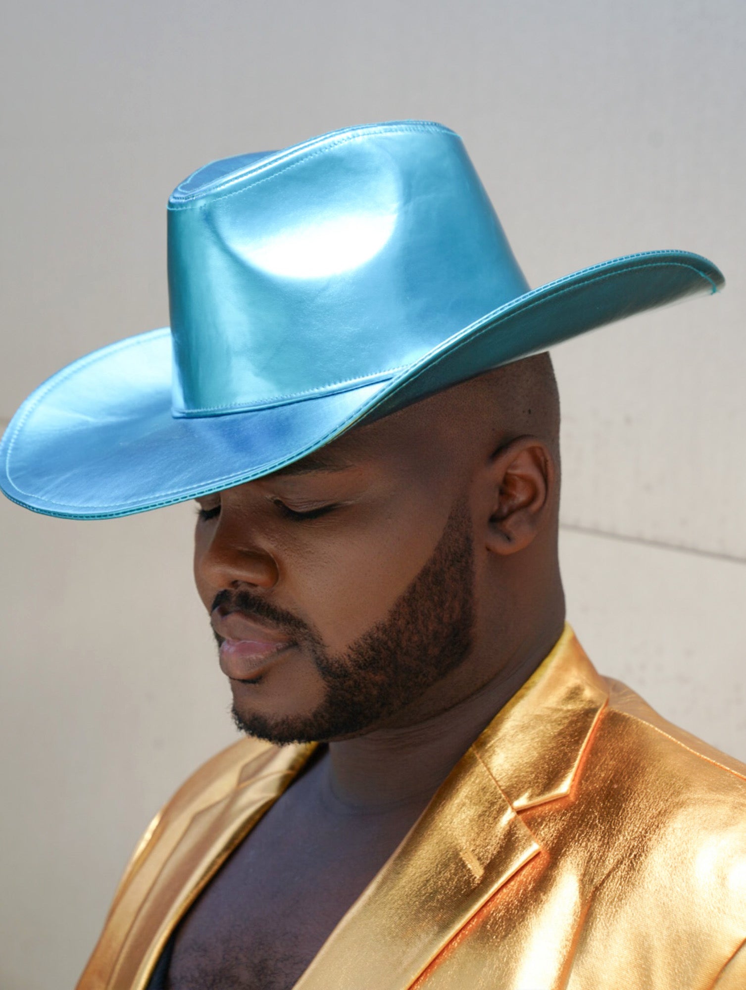Metallic Blue Wide brim Cowboy Hat - TB-BondMenCowboy Hat