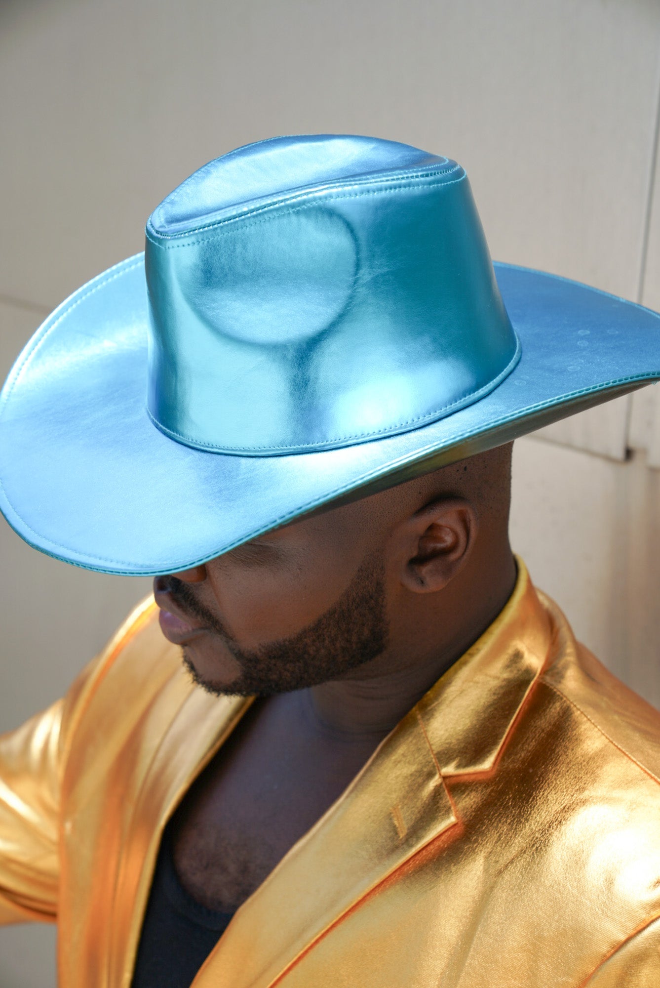 Metallic Blue Wide brim Cowboy Hat - TB-BondMenCowboy Hat