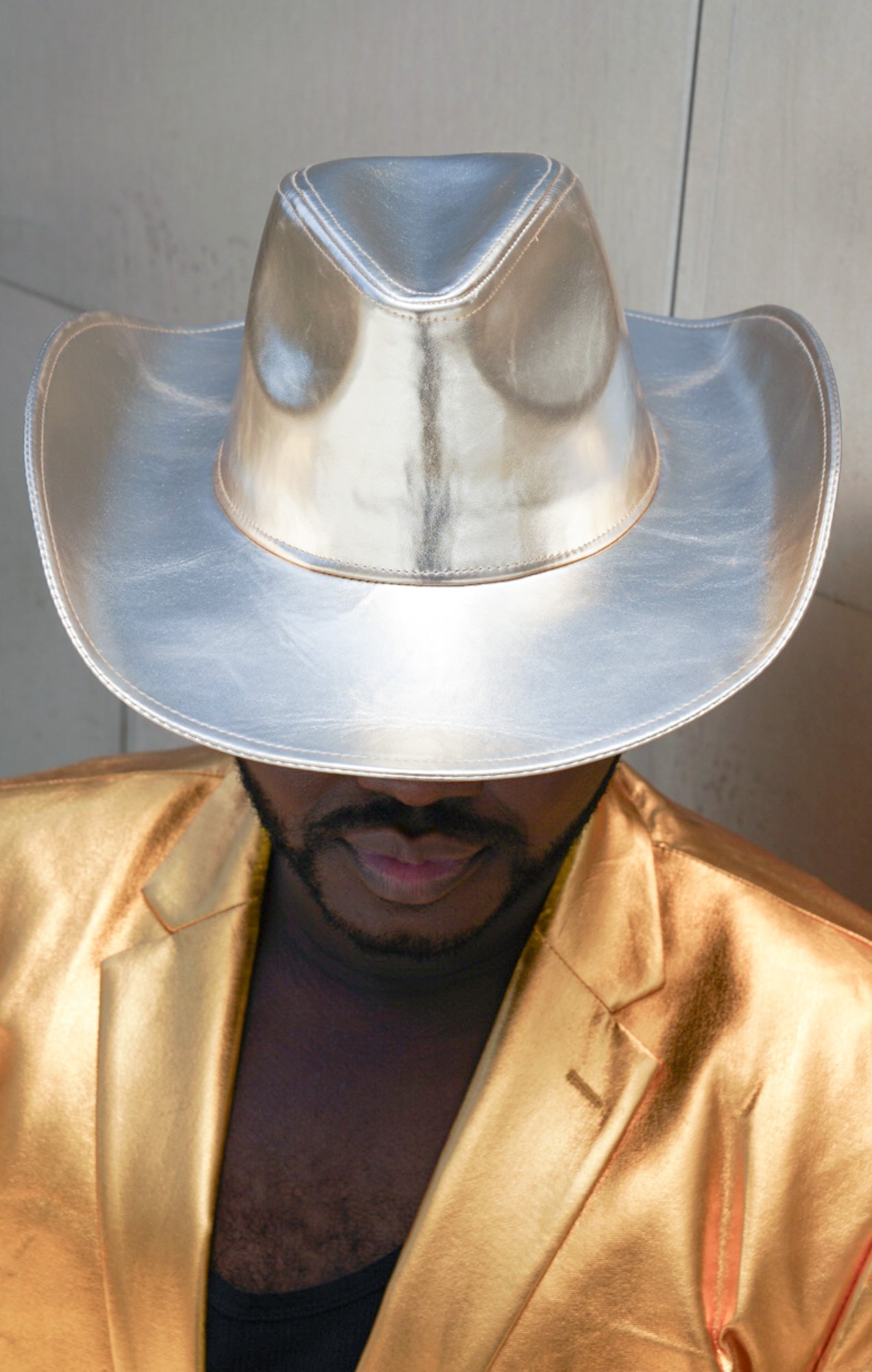 Metallic Gold Wide brim Cowboy Hat - TB-BondMenCowboy Hat