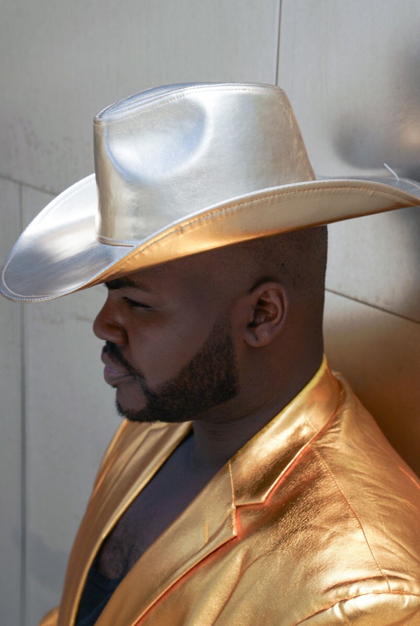 Metallic Gold Wide brim Cowboy Hat - TB-BondMenCowboy Hat