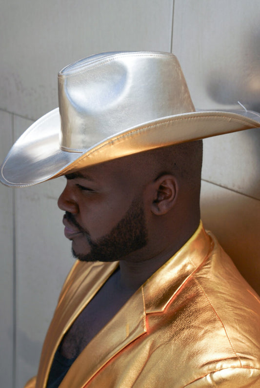 Metallic Gold Wide brim Cowboy Hat - TB-BondMenCowboy Hat