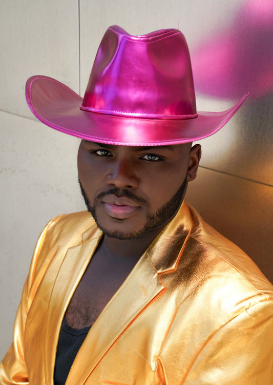 Metallic Pink Wide brim Cowboy Hat - TB-BondMenCowboy Hat