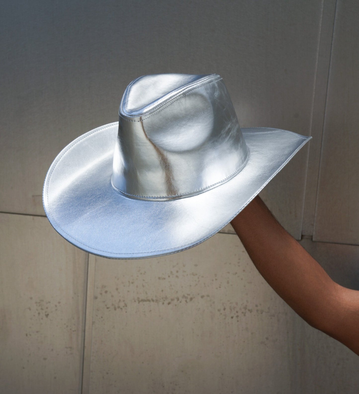 Metallic Silver Wide brim Cowboy Hat - TB-BondMenCowboy Hat