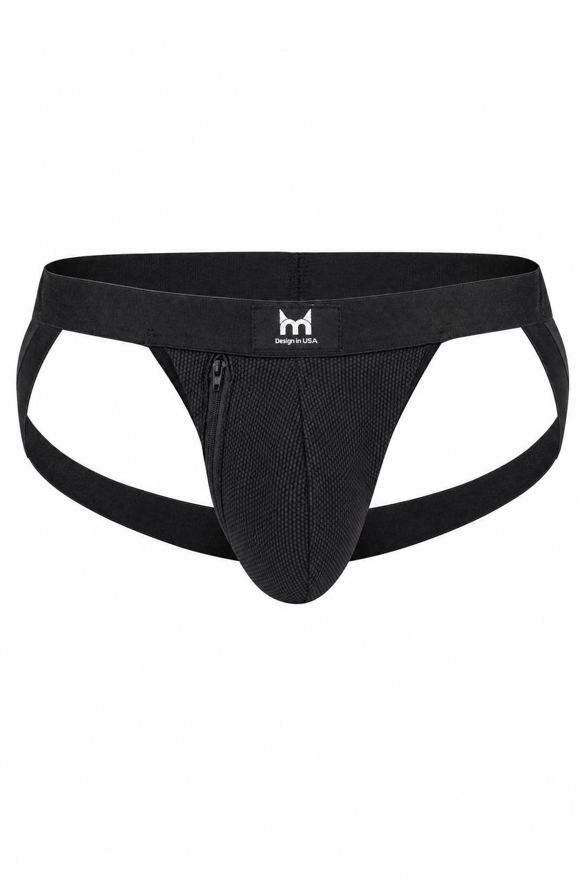 Men's Black Jock Strap Side Zipper Closure Fashion and Athletic Underwear