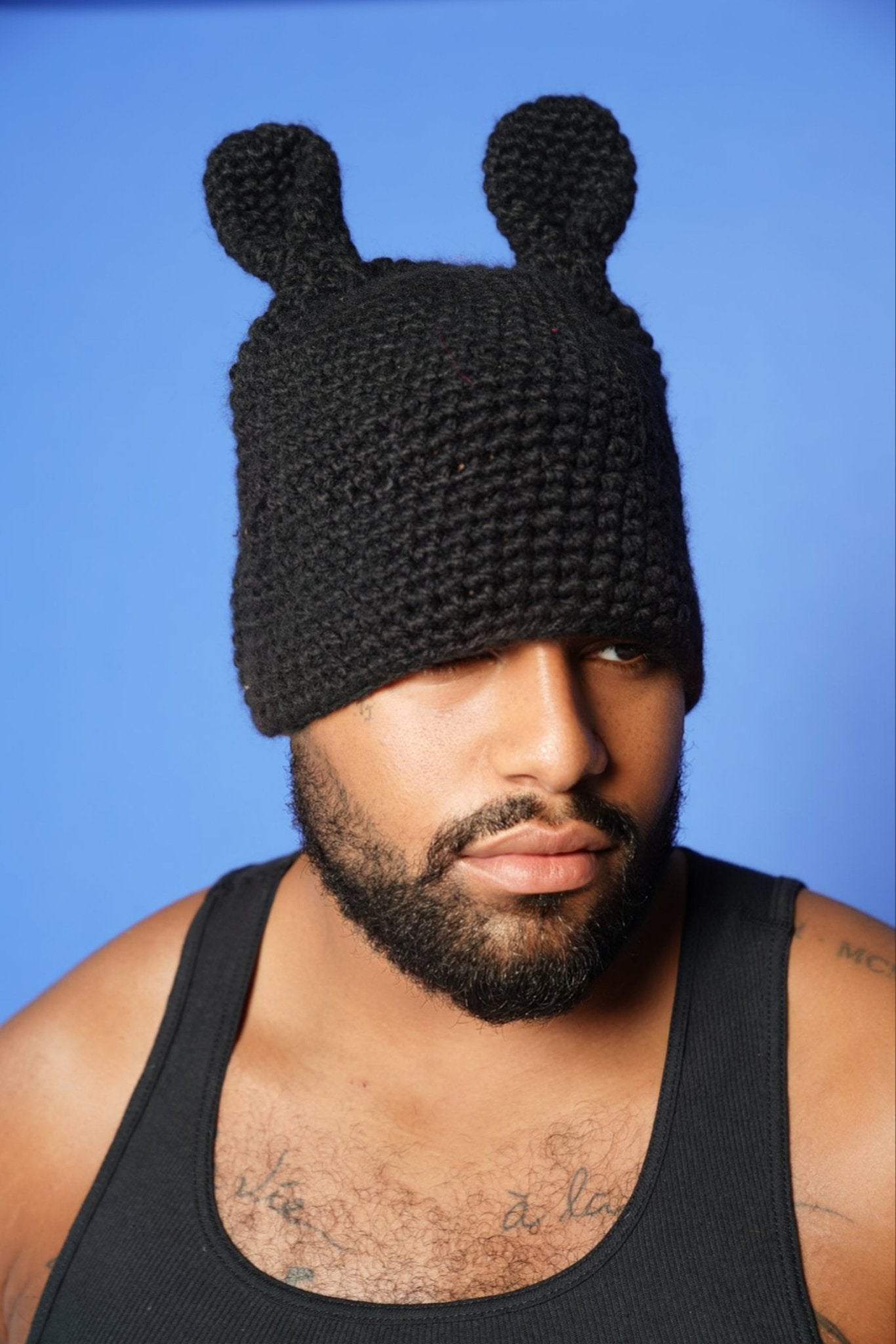 Black Bunny Knitted Hat - TB-BondMenBeanie Hat