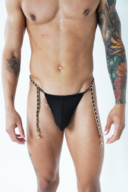 Black Cotton Gold Bell Chain G-String, Men's briefs, Men's g-string, Men's lingerie, Men's briefs, Men's g-string, Men's lingerie, Men's briefs, men's jockstrap, Gay men's underwear, LGBTQ+ underwear, Men's boxer briefs, Jockstraps, Thongs for men, Pride underwear, Men's lingerie, Sexy men's underwear, Designer men's underwear, Comfortable men's underwear, Men's swimwear, Athletic men's underwear, Fashion men's underwear, Bulge enhancing underwear