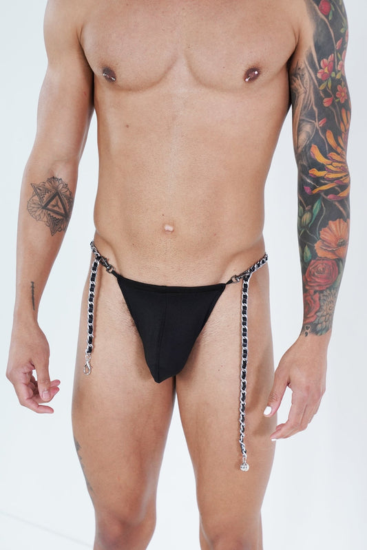 Black Cotton Silver Bell Chain G-String, Men's briefs, Men's g-string, Men's lingerie, Sexy men's underwear, Gay men's underwear, LGBTQ+ underwear, Men's boxer briefs, Jockstraps, Thongs for men, Pride underwear, Men's lingerie, Sexy men's underwear, Designer men's underwear, Comfortable men's underwear, Men's swimwear, Athletic men's underwear, Fashion men's underwear, Bulge enhancing underwear