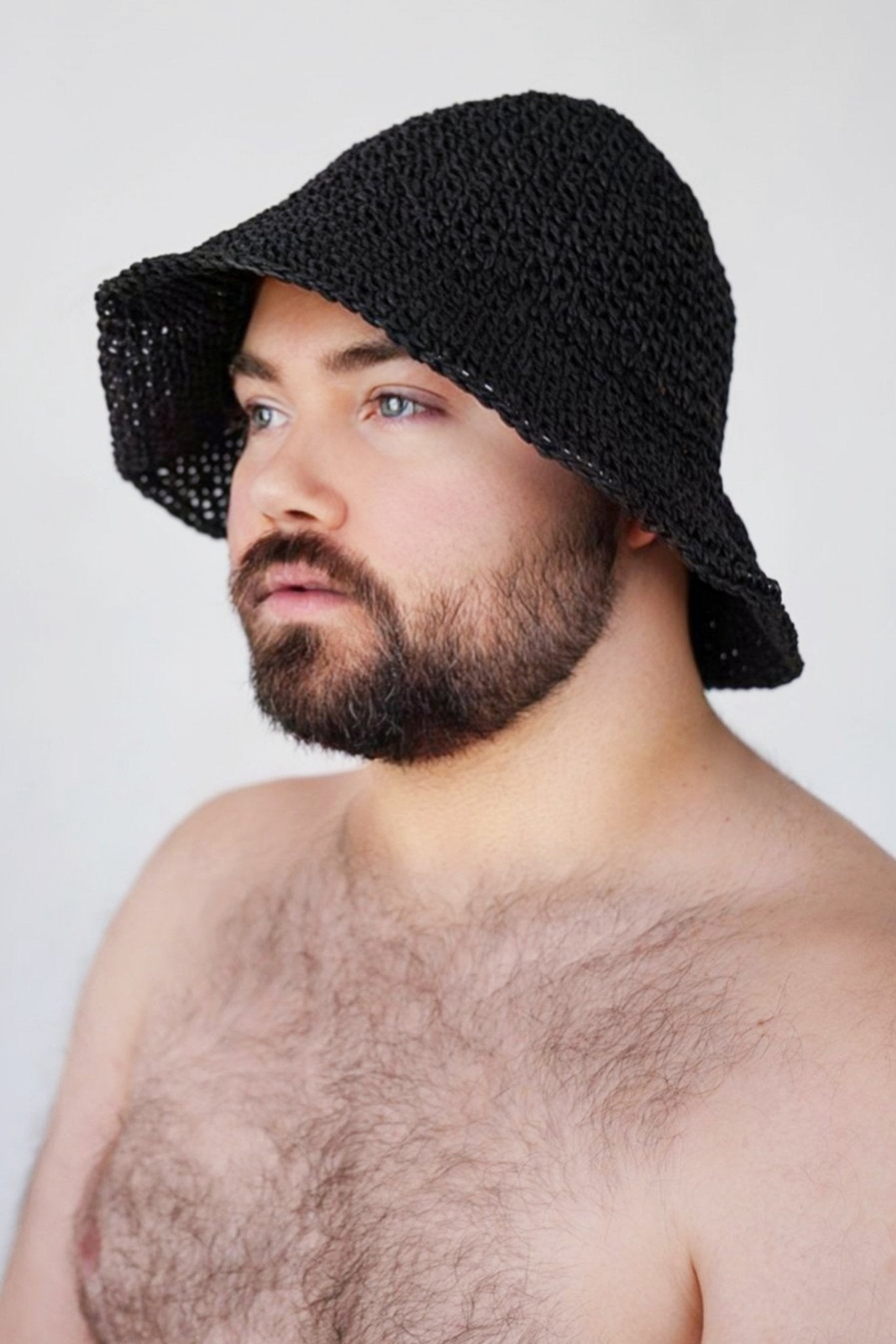 Black Crocheted Bucket Hat - TB-BondMenBucket hat