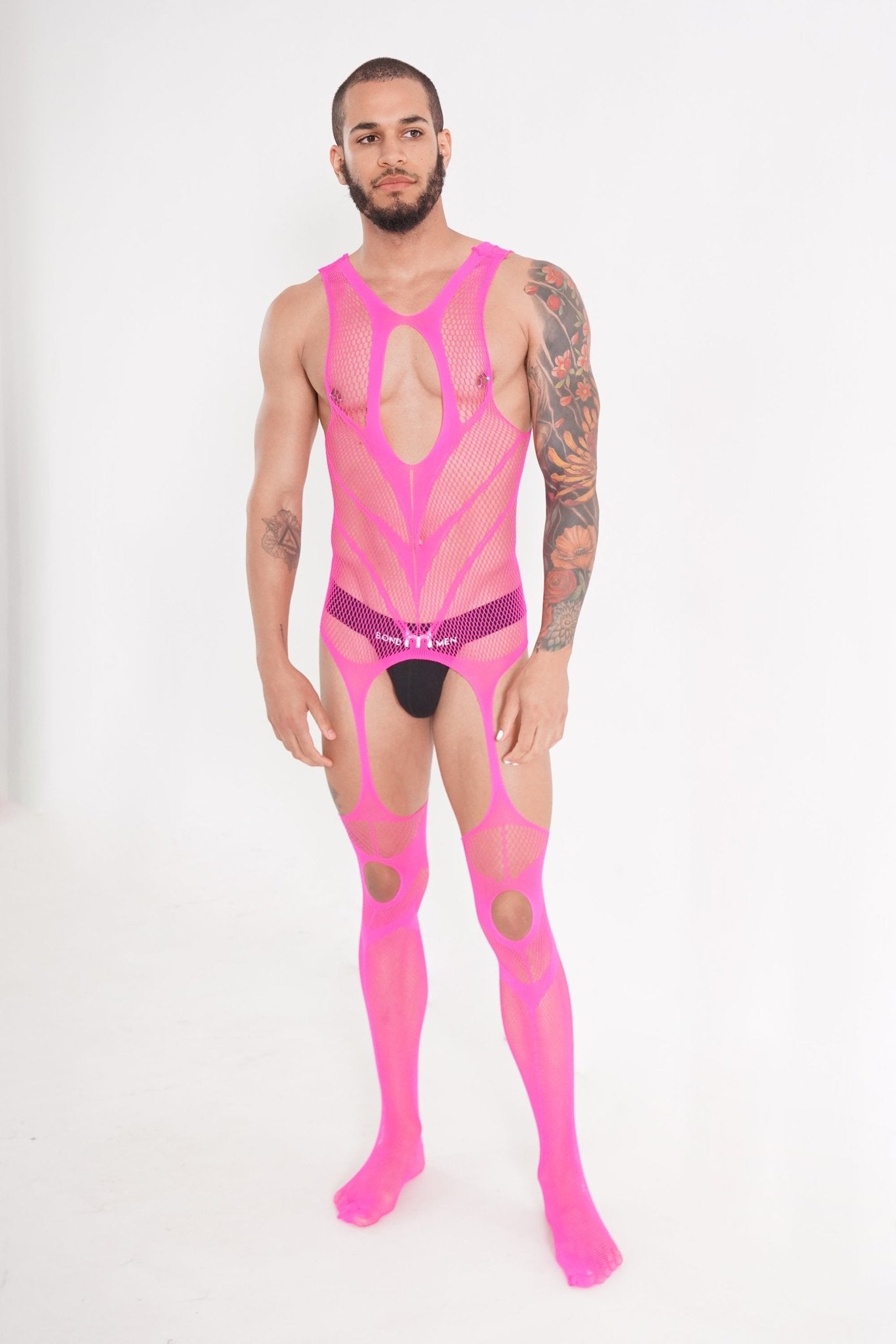 Pink Hollow Fishnet Bodysuit, body suit, bdsm bodysuit, lgbtq bodysuit, fetish bodysuit