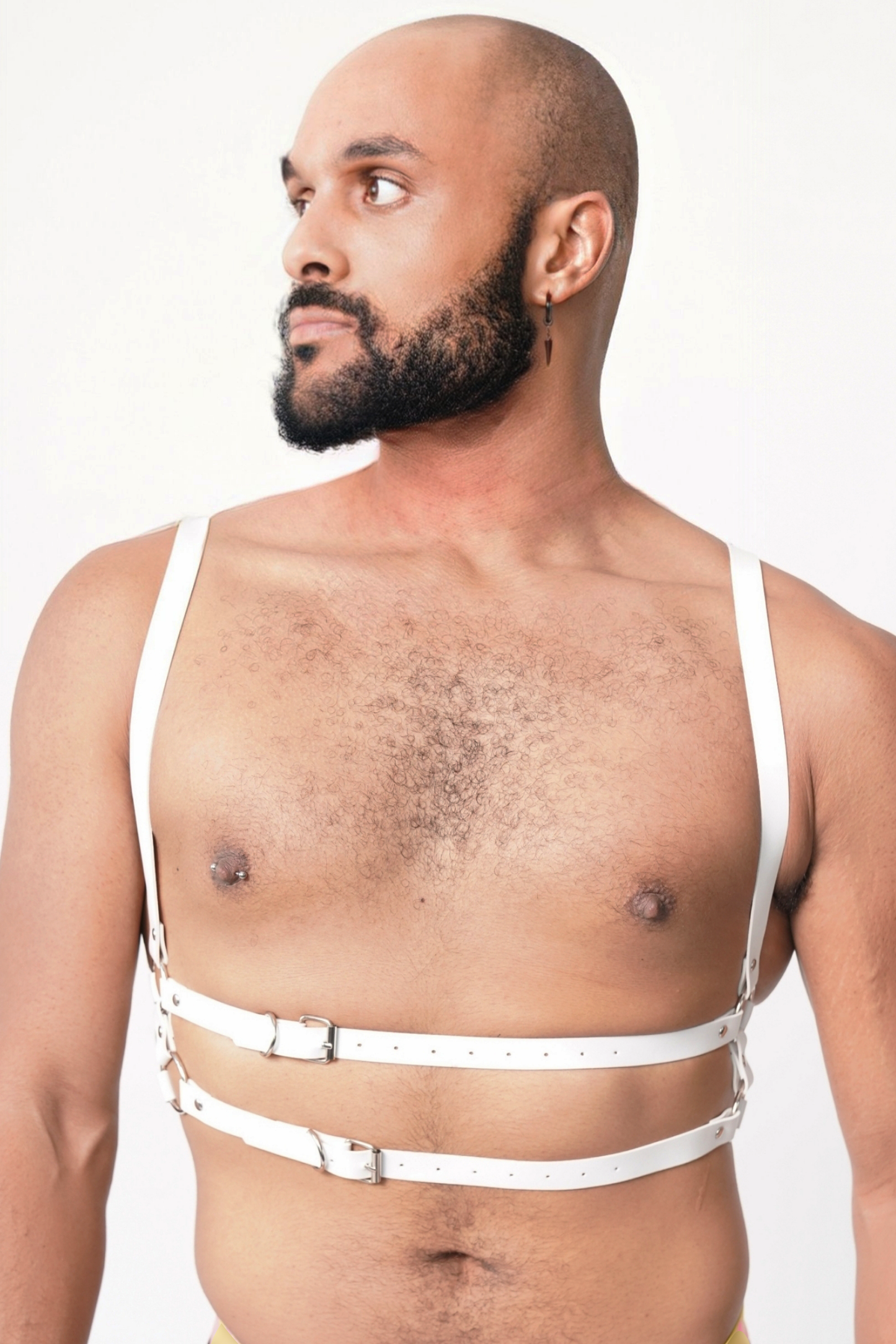 White Sexy Fetish Male Leather Harness, Harness, bdsm harness, fetish harness