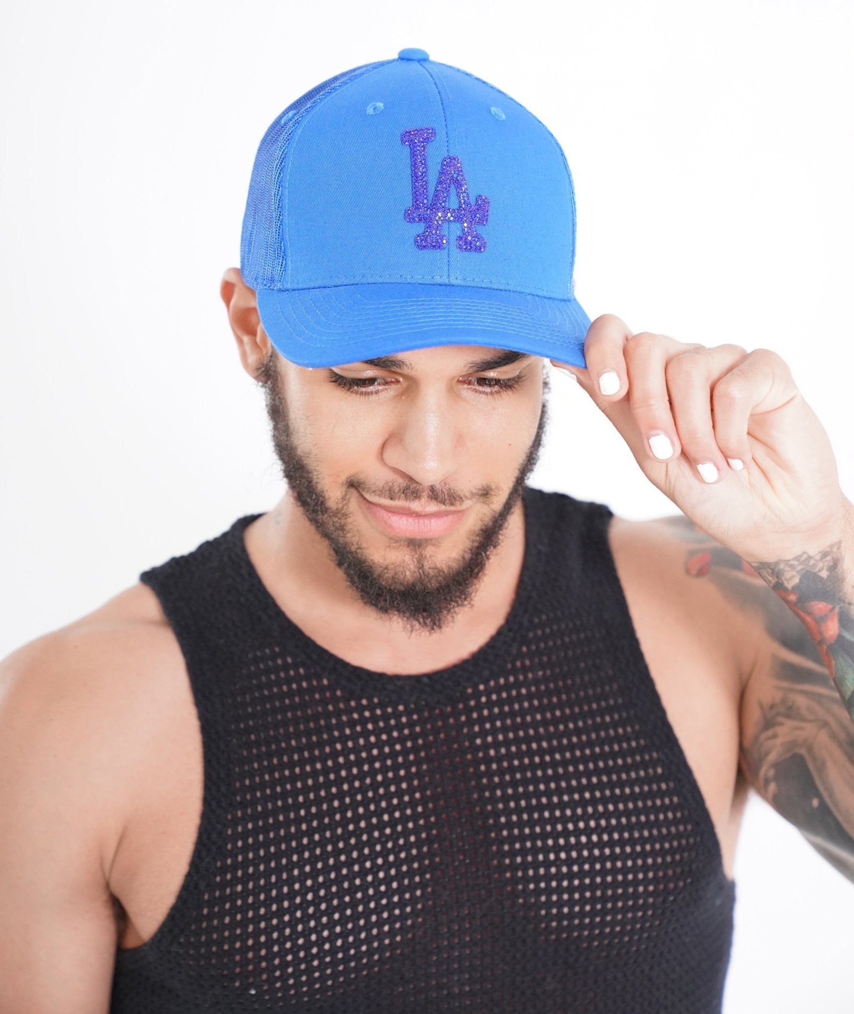 Blue LA Icon Trucker Hat, hat, hat for men