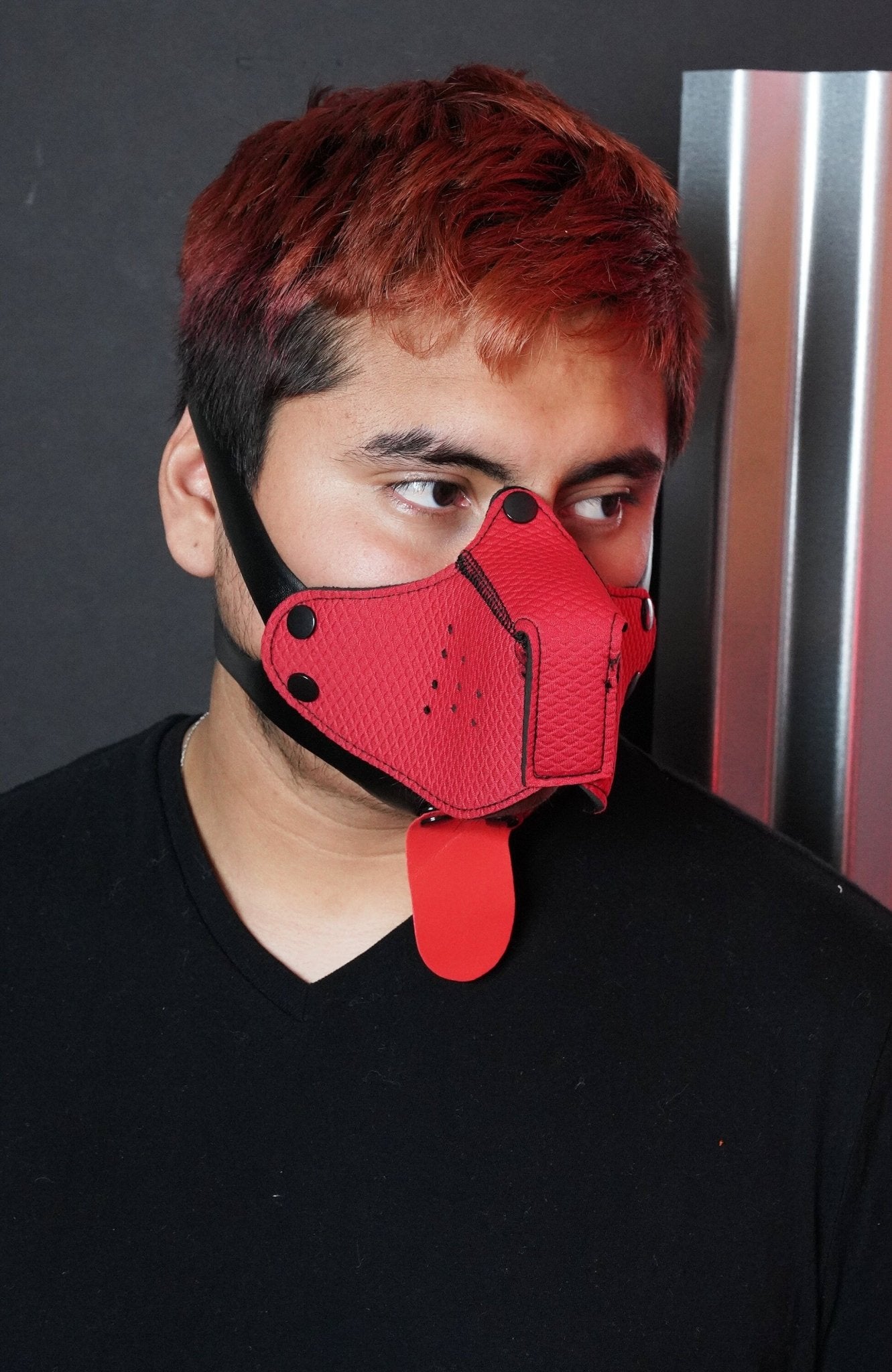 Corey Adam Pick's Puppy Play Rubber Half Face Dog Mask Hood Restraint Muzzle Mask, Bdsm mask, fore play mask