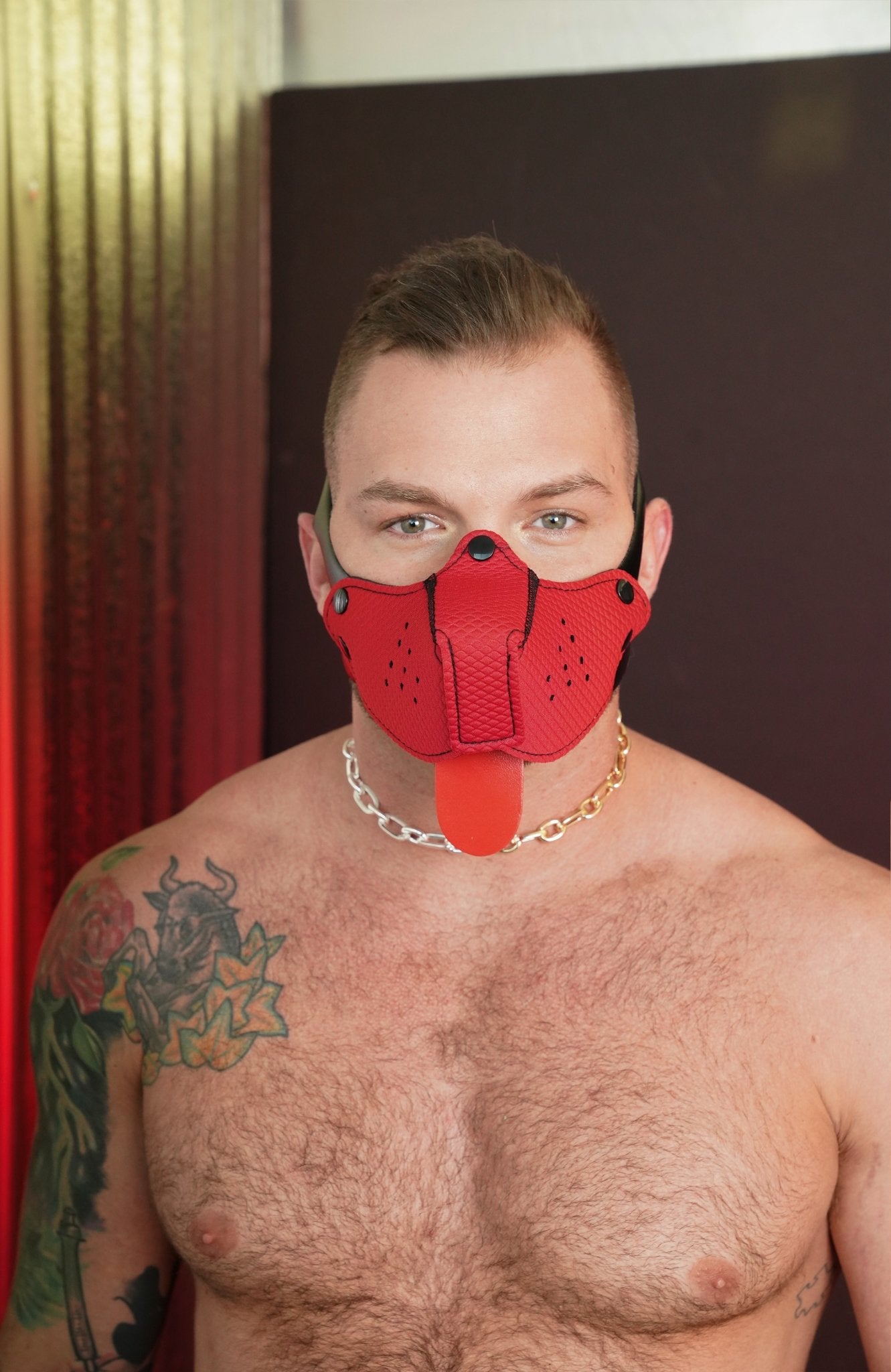 Corey Adam Pick's Puppy Play Rubber Half Face Dog Mask Hood Restraint Muzzle Mask, Bdsm mask, fore play mask