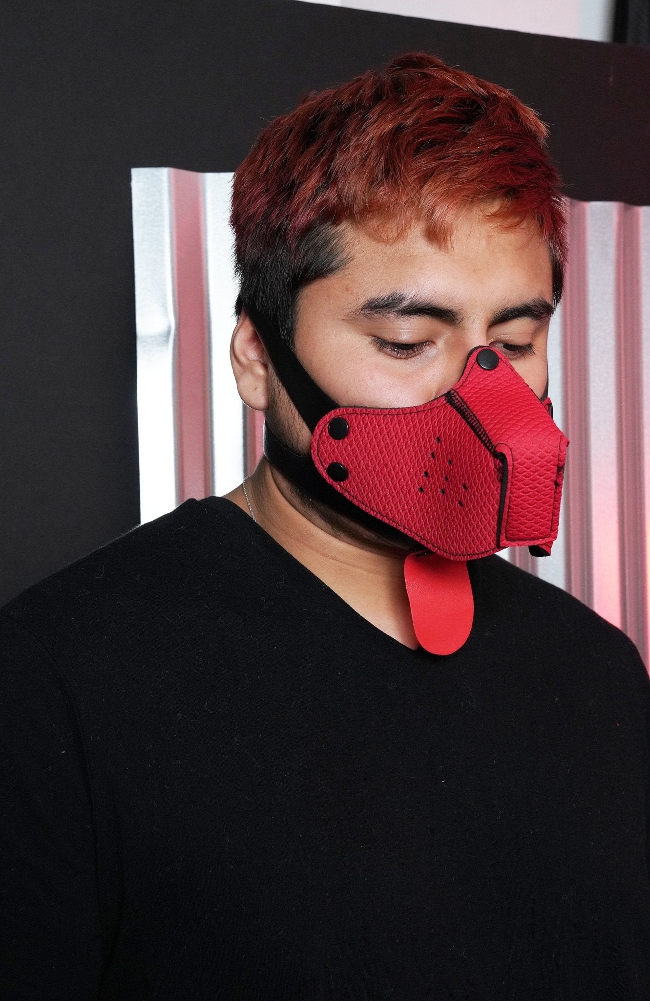 Corey Adam Pick's Puppy Play Rubber Half Face Dog Mask Hood Restraint Muzzle Mask, Bdsm mask, fore play mask