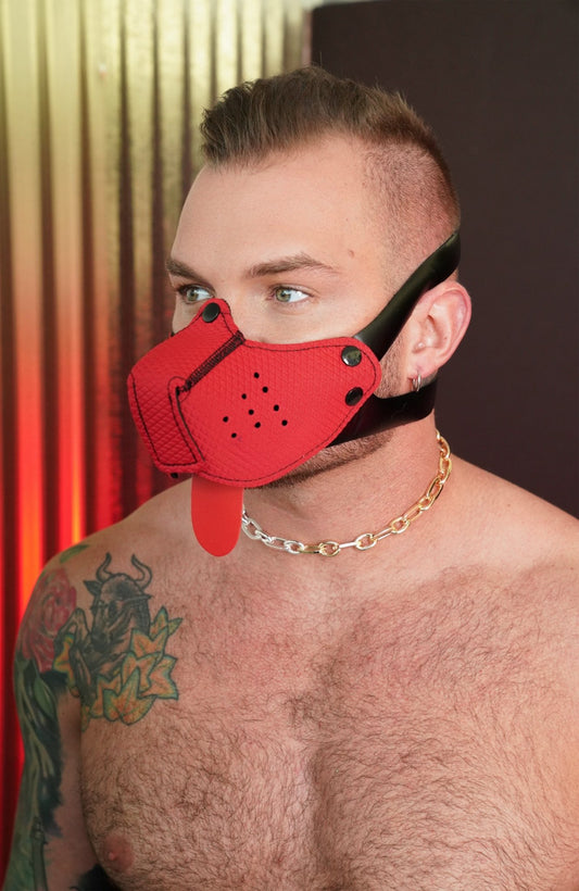 Corey Adam Pick's Puppy Play Rubber Half Face Dog Mask Hood Restraint Muzzle Mask, Bdsm mask, fore play mask