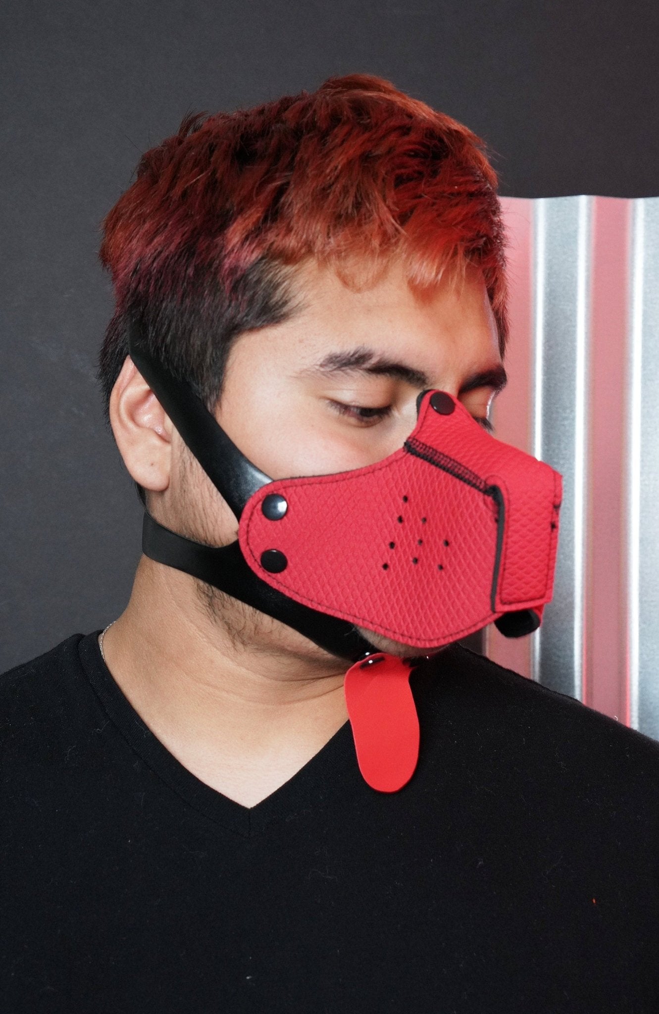 Corey Adam Pick's Puppy Play Rubber Half Face Dog Mask Hood Restraint Muzzle Mask, Bdsm mask, fore play mask