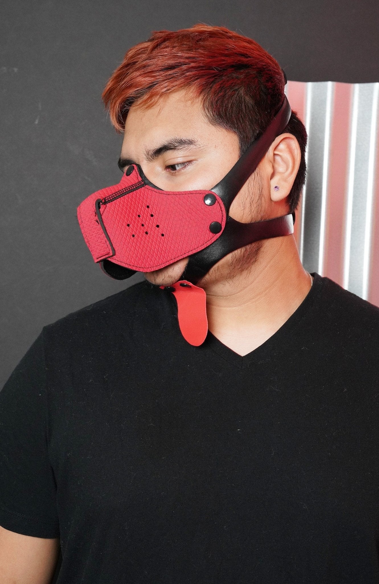 Corey Adam Pick's Puppy Play Rubber Half Face Dog Mask Hood Restraint Muzzle Mask, Bdsm mask, fore play mask
