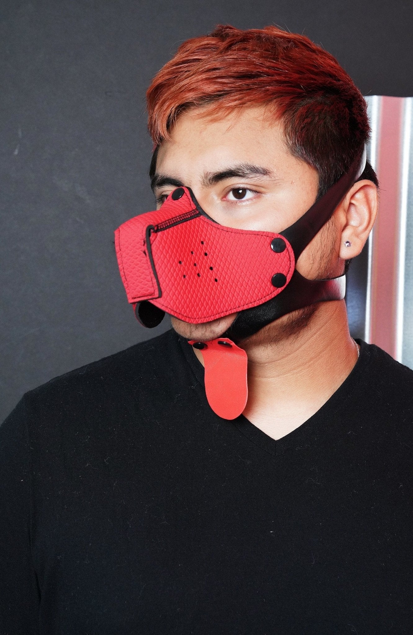 Corey Adam Pick's Puppy Play Rubber Half Face Dog Mask Hood Restraint Muzzle Mask, Bdsm mask, fore play mask