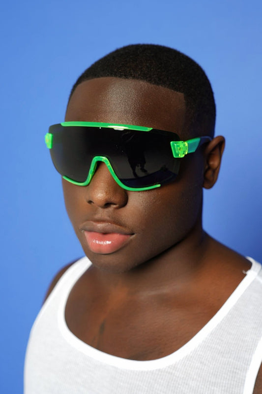 Green Maxi Frame Mono Lens Shades - TB-BondMenSunglasses