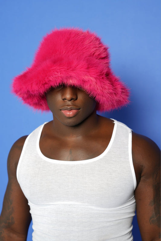 Hot Pink Fluffy Bucket Hat - TB-BondMenBucket hat