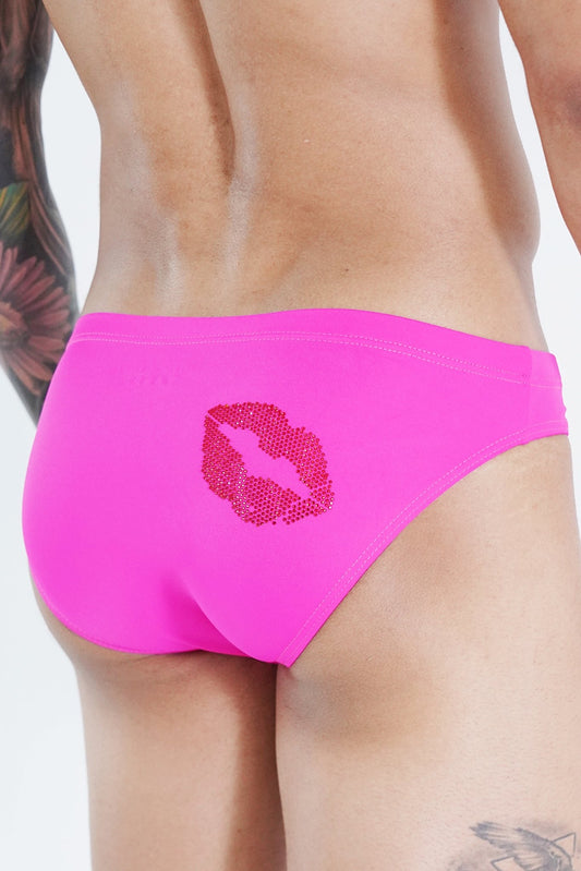 Kiss My Ass Neon Pink Brief - TB-BondMen underwear Gay men's underwear LGBTQ+ underwear Men's briefs Men's boxer briefs Jockstraps Thongs for men Pride underwear Men's lingerie Sexy men's underwear Designer men's underwear Comfortable men's underwear Men's swimwear Athletic men's underwear Fashion men's underwear Bulge enhancing underwear