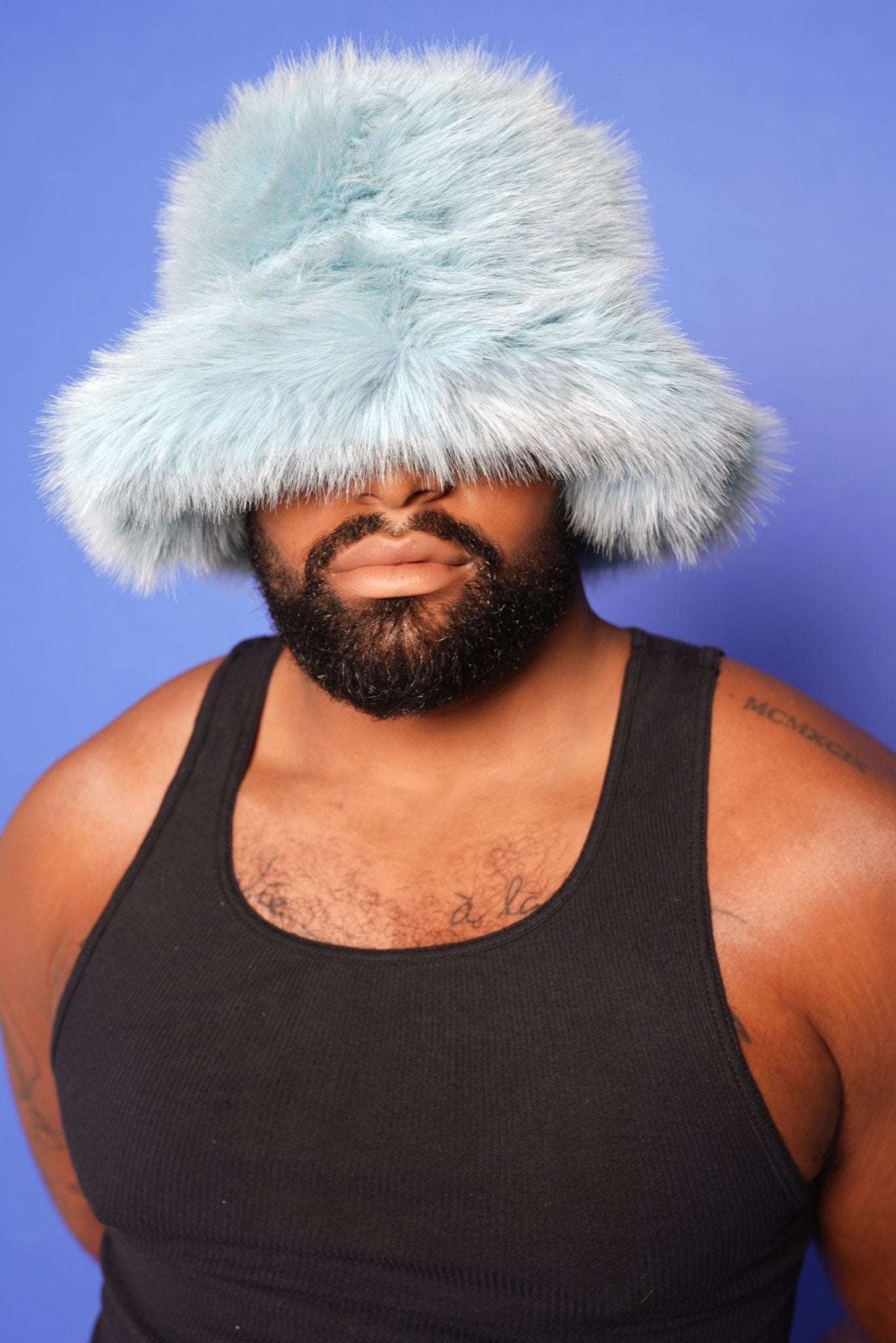 Light Blue Fluffy Bucket Hat - TB-BondMenBucket hat