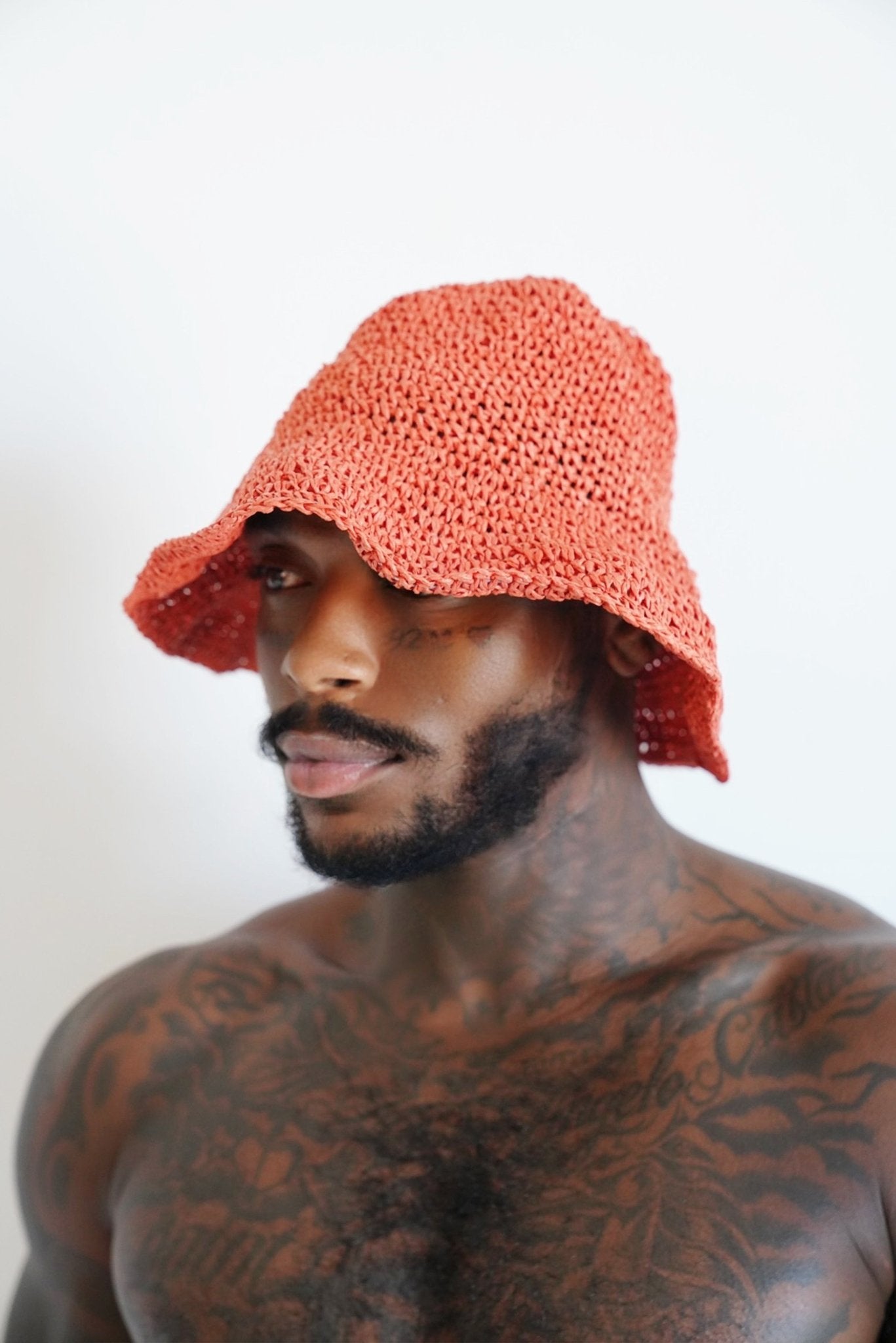 Orange Crocheted Bucket Hat - TB-BondMenBucket hat